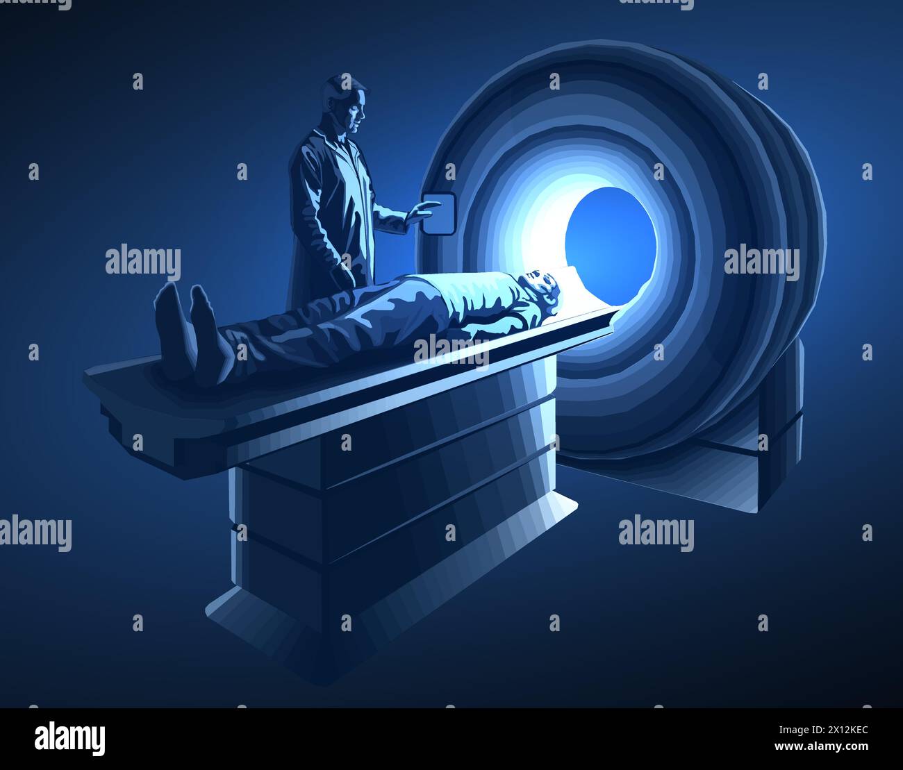 Appareil IRM. TDM tête, imagerie cérébrale, radiologie diagnostique Illustration de Vecteur