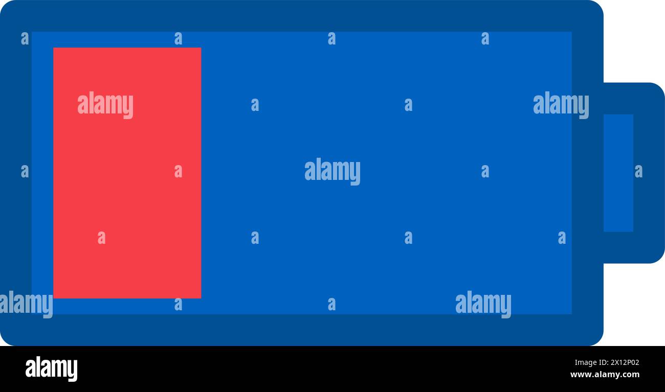 Icône de perte de tension de la batterie. Accumulateur à faible état, élément plat guidé par processus métier pour un design moderne et rétro. Le pictogramme vectoriel de couleur simple est Illustration de Vecteur