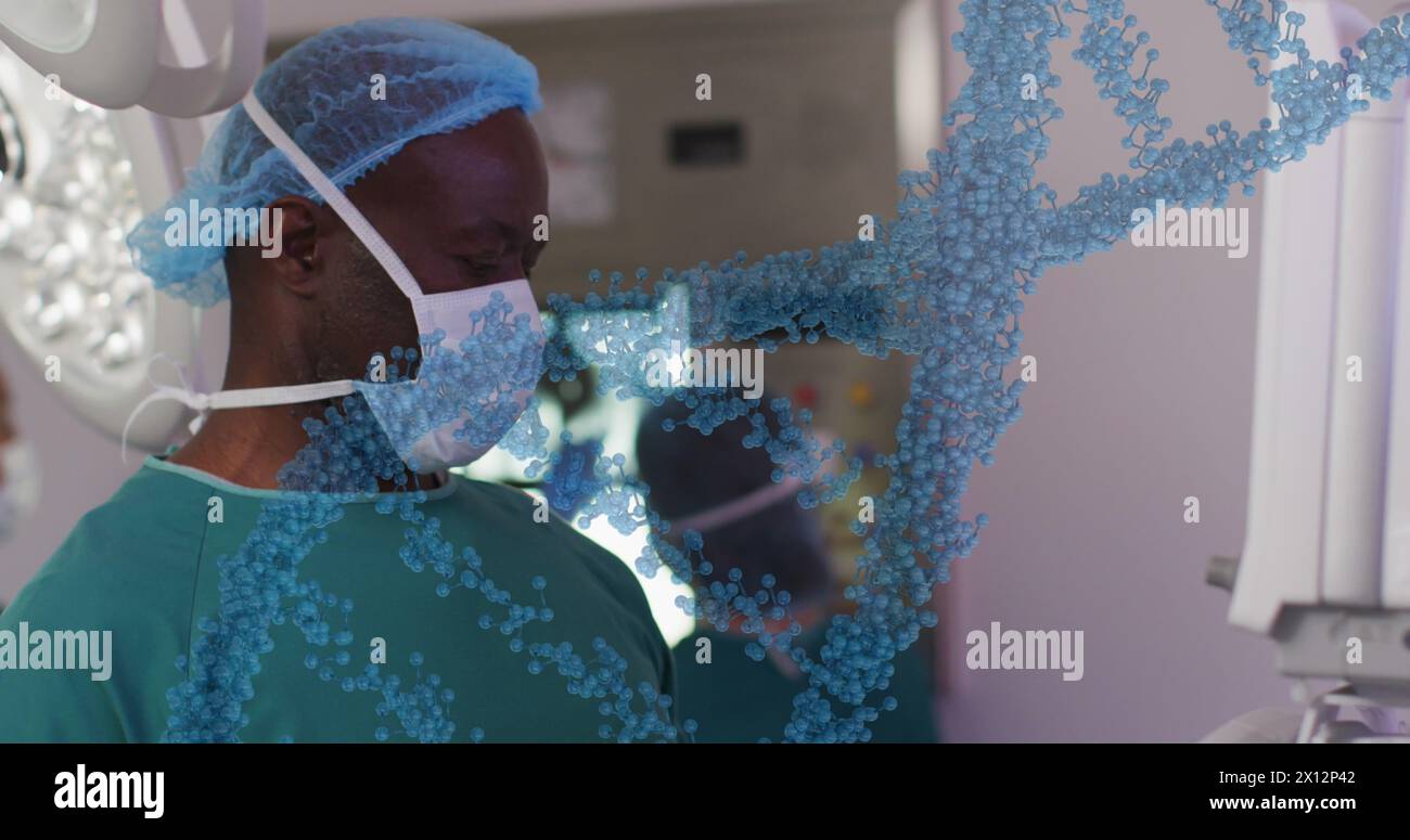 Image du brin adn sur divers médecins hospitaliers Banque D'Images