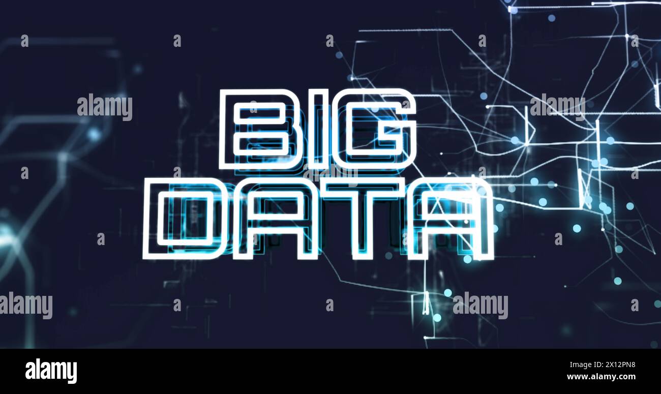 Image d'un texte Big Data avec motif de navigation sur fond noir Banque D'Images