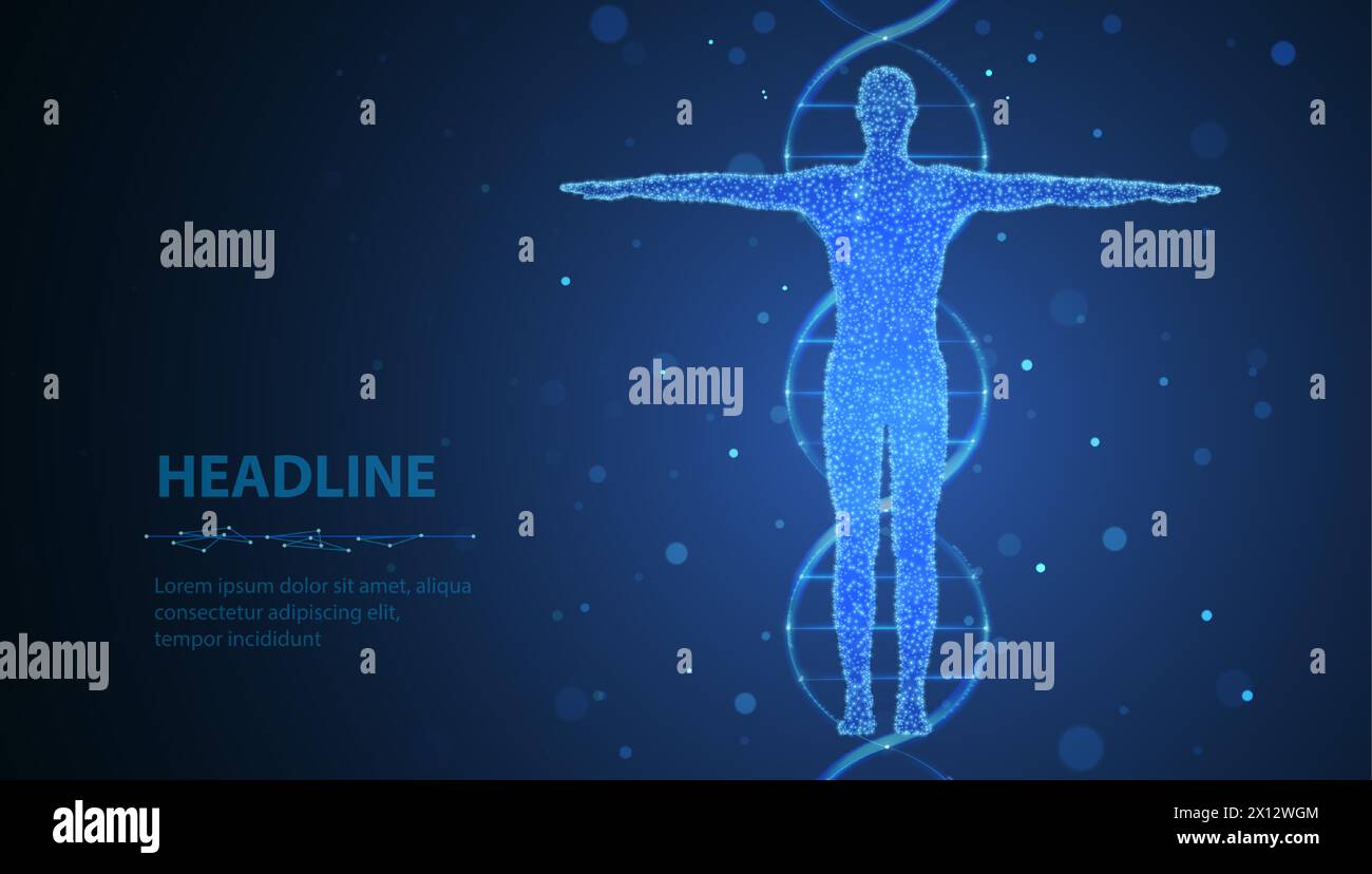 ADN humain. Technologie médicale, évolution génique, santé cellulaire, système nerveux Illustration de Vecteur