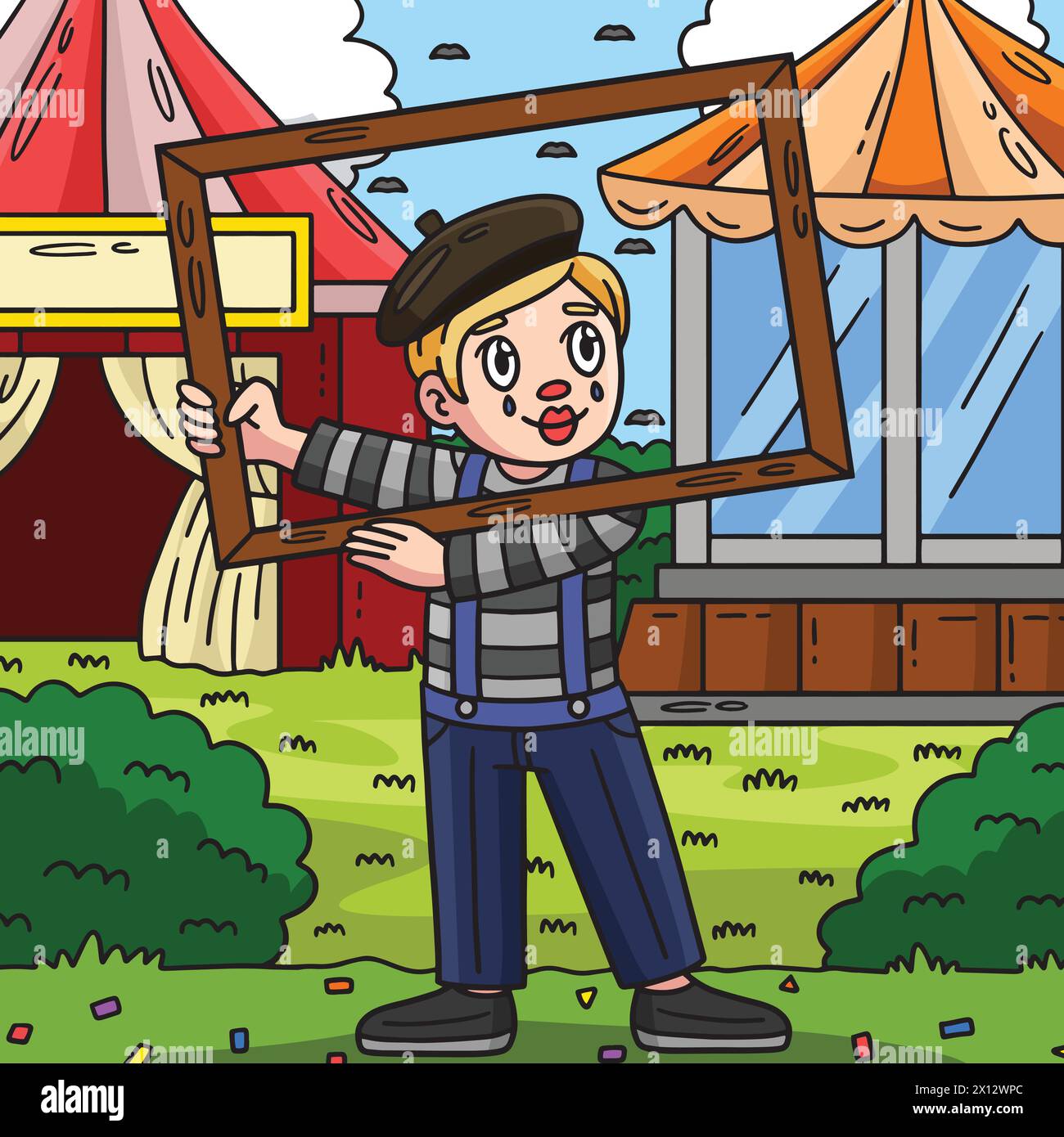 Illustration de dessin animé coloré Circus MIME Illustration de Vecteur