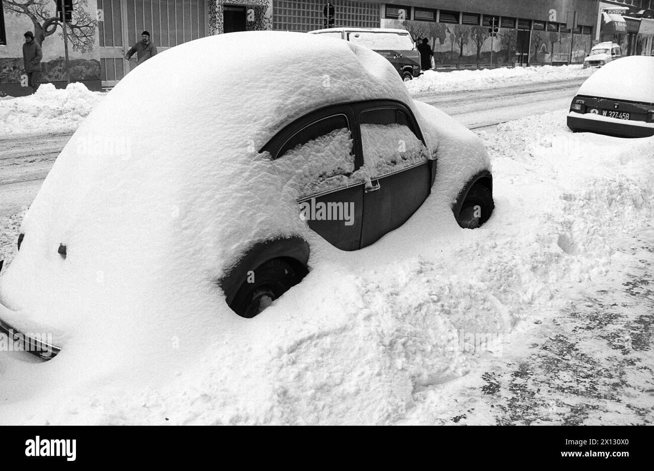 L'hiver a visité l'Autriche à nouveau en mars : la photo du 3 mars 1987 montre un coléoptère couvert de neige. Dans les 24 heures environ 30cm de neige sont tombés. - 19870303 PD0006 - Rechteinfo : droits gérés (RM) Banque D'Images