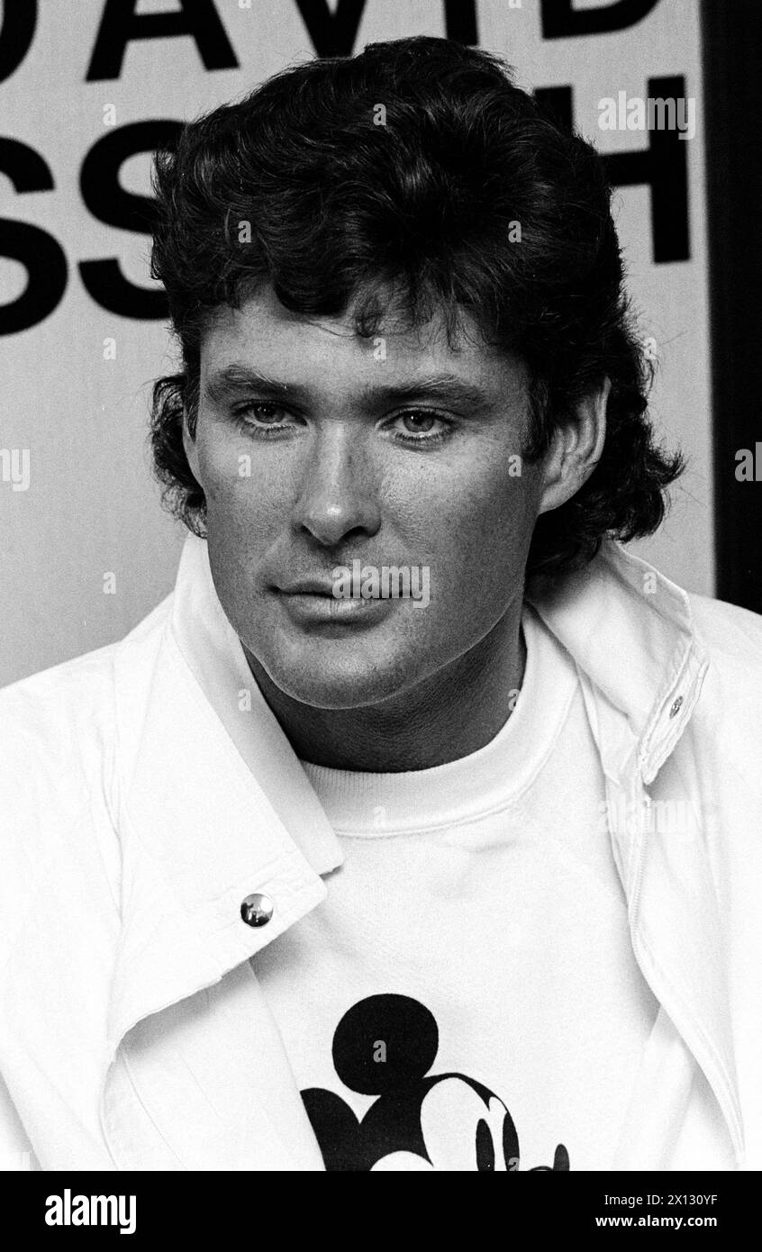 La photo prise le 4 avril 1987 à l'occasion de l'ouverture de la tournée autrichienne de David Hasselhoff à Vienne montre la star de la série télévisée 'Knightrider' lui-même. - 19870404 PD0009 - Rechteinfo : droits gérés (RM) Banque D'Images