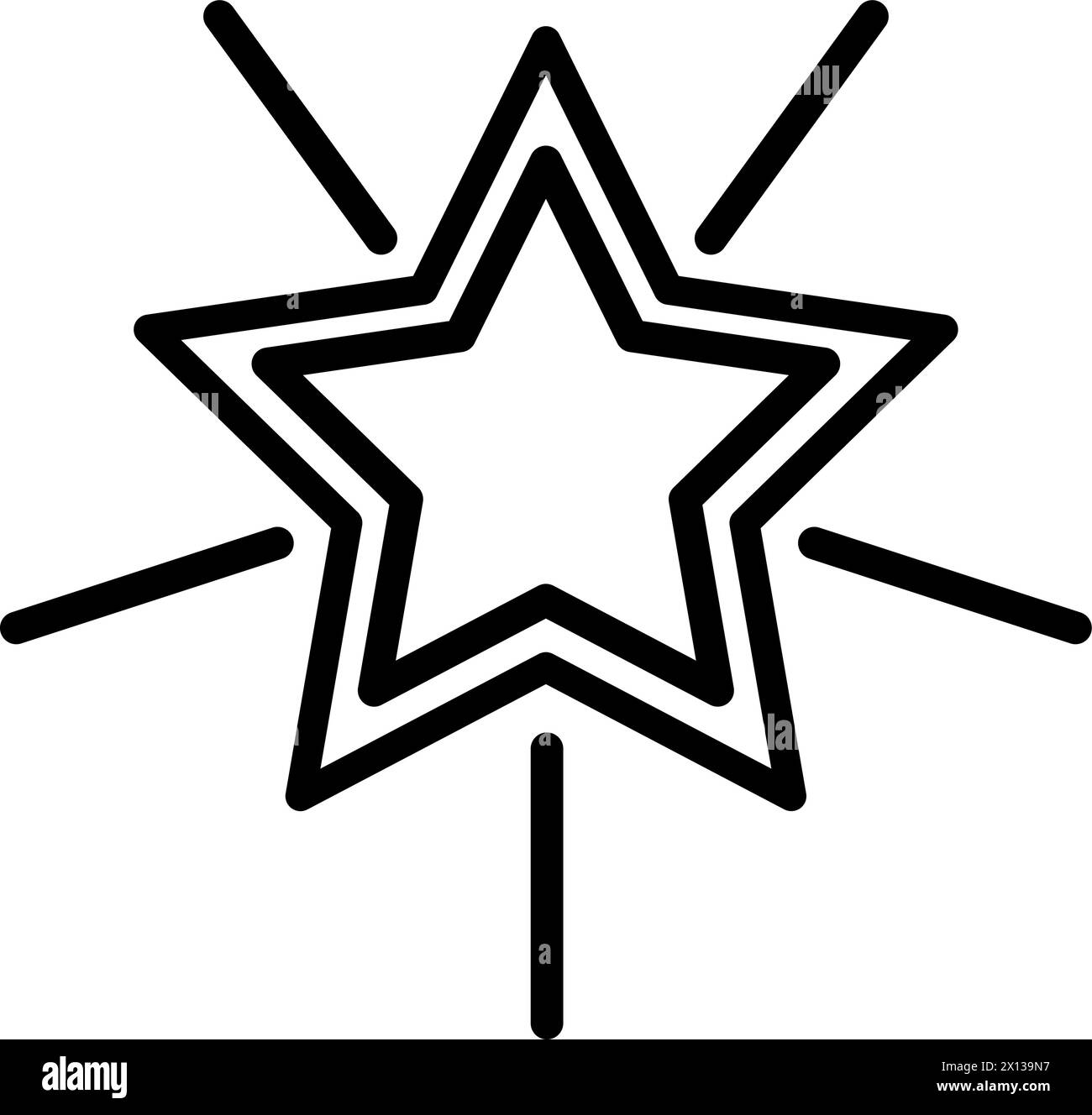 Étoile de vacances brillante, symbole de fête d'anniversaire. Contour de l'étoile brillante festive pour la conception du centre de divertissement pour enfants. Icône linéaire simple isolée Illustration de Vecteur