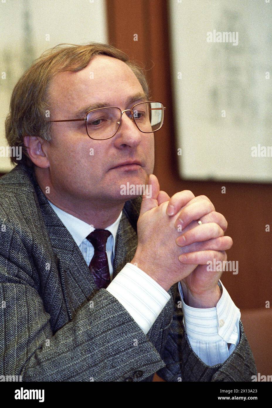 Hans-Helmut Moser, membre du parlement autrichien du FPOE (Parti autrichien de la liberté), le 4 février 1993 à Vienne. - 19930204 PD0026 - Rechteinfo : droits gérés (RM) Banque D'Images