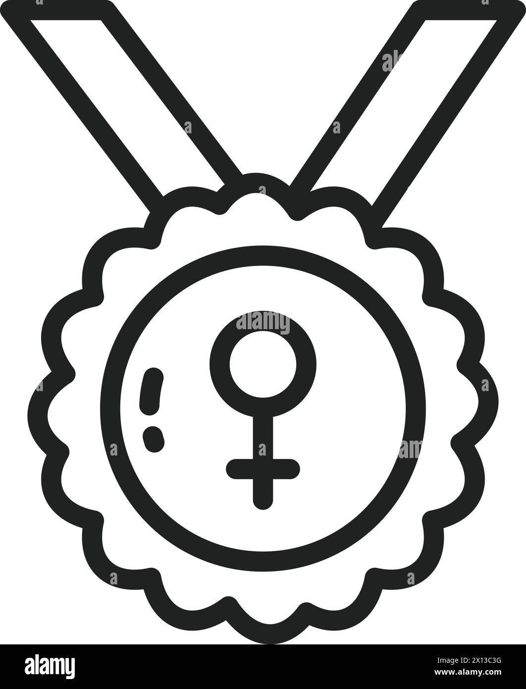 Image vectorielle d'icône de médaille de jour des femmes. Illustration de Vecteur