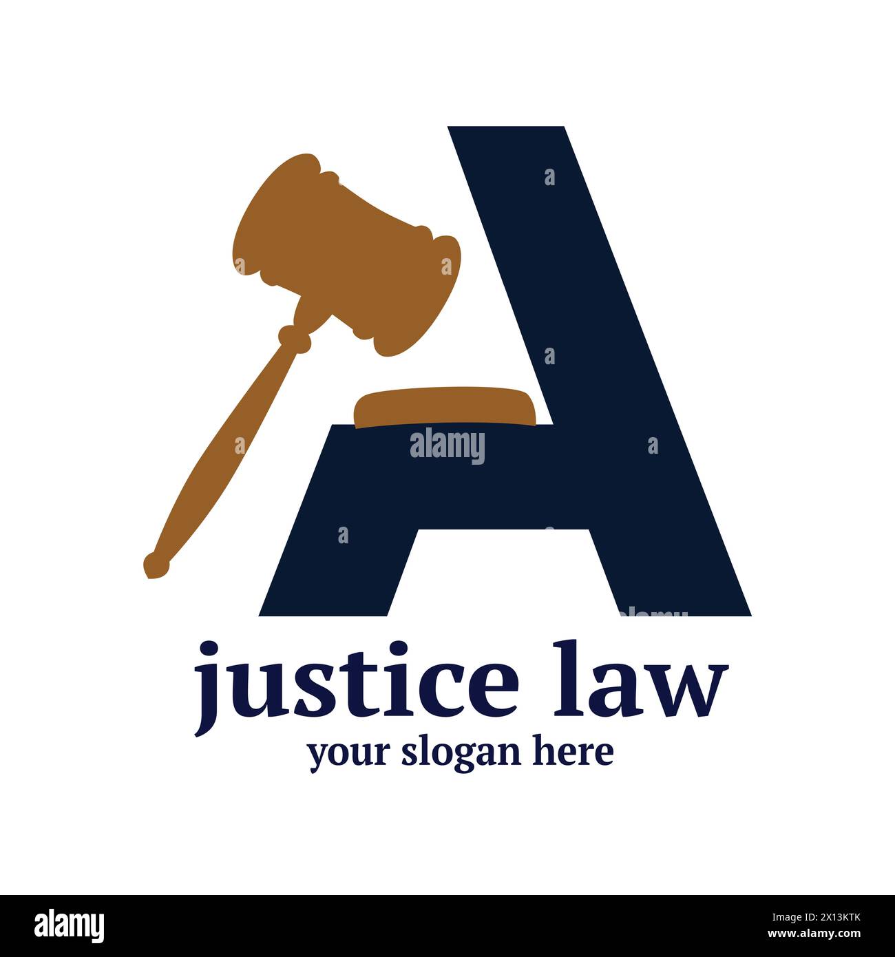 Juge's Gavel à côté de la lettre A design de logo Illustration de Vecteur