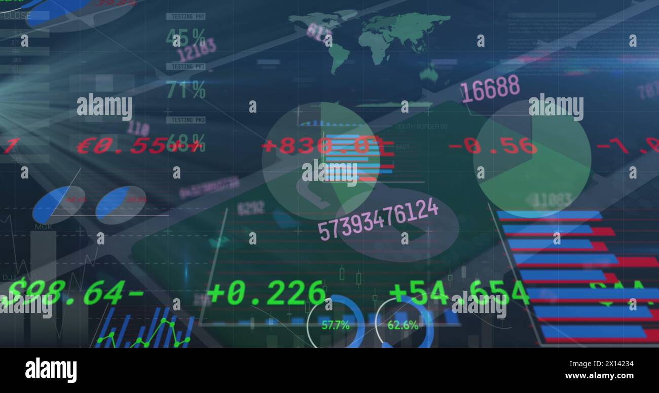 Image des cellules covid et des icônes de médias sociaux avec des câbles informatiques Banque D'Images