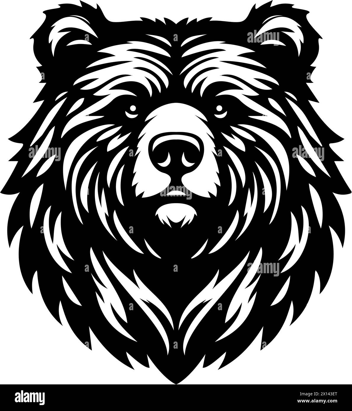 Illustration vectorielle noir et blanc de la tête d'ours Illustration de Vecteur
