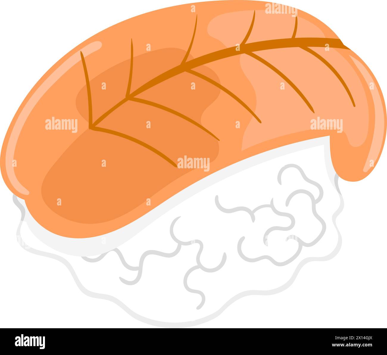 Illustration de l'icône de la nourriture japonaise, boules de riz à sushi avec de la viande de poisson fraîche. dessin créatif Illustration de Vecteur