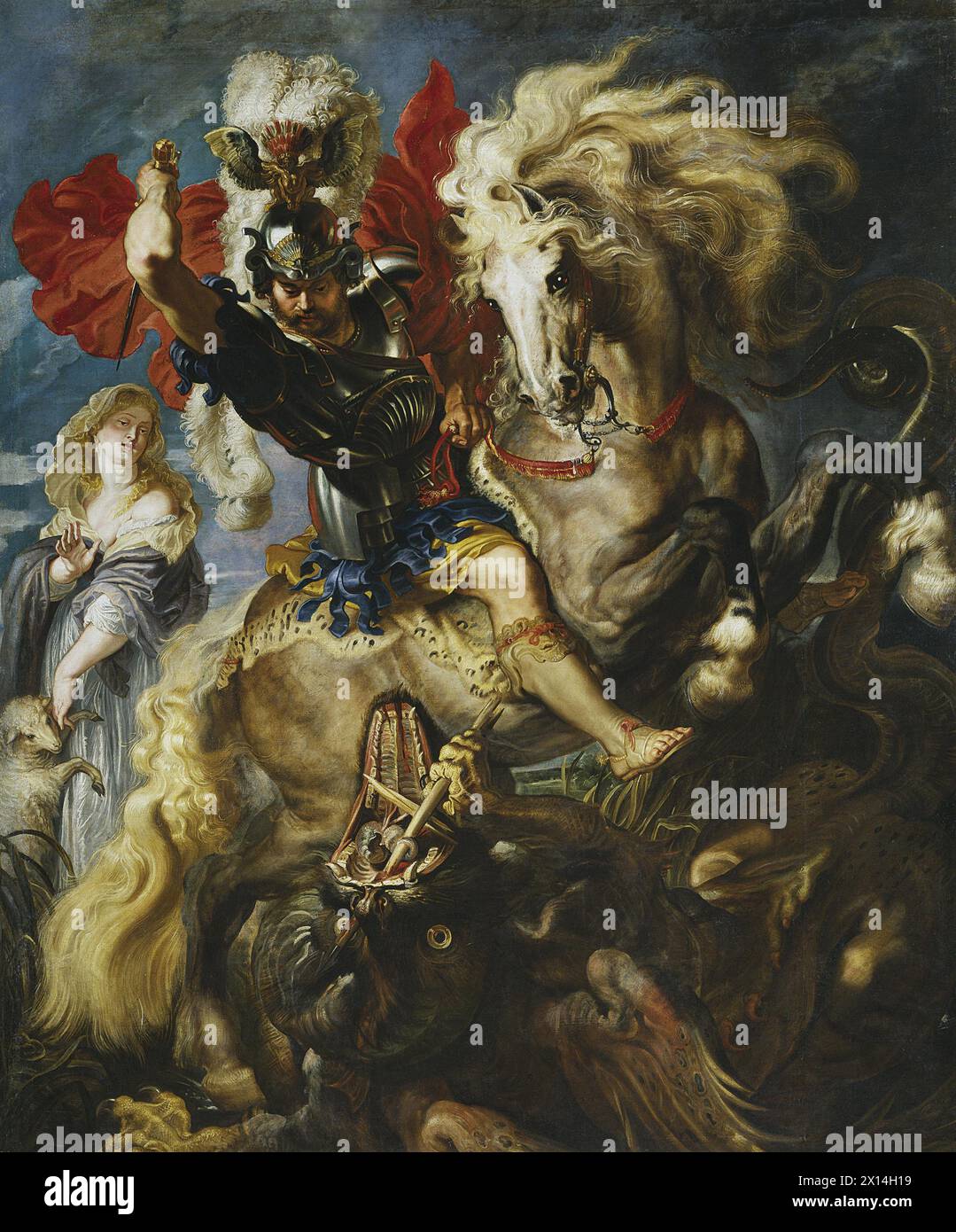 Saint George et le Dragon est une peinture de Peter Paul Rubens (v. 1605-07), basée sur le motif du même nom. Banque D'Images