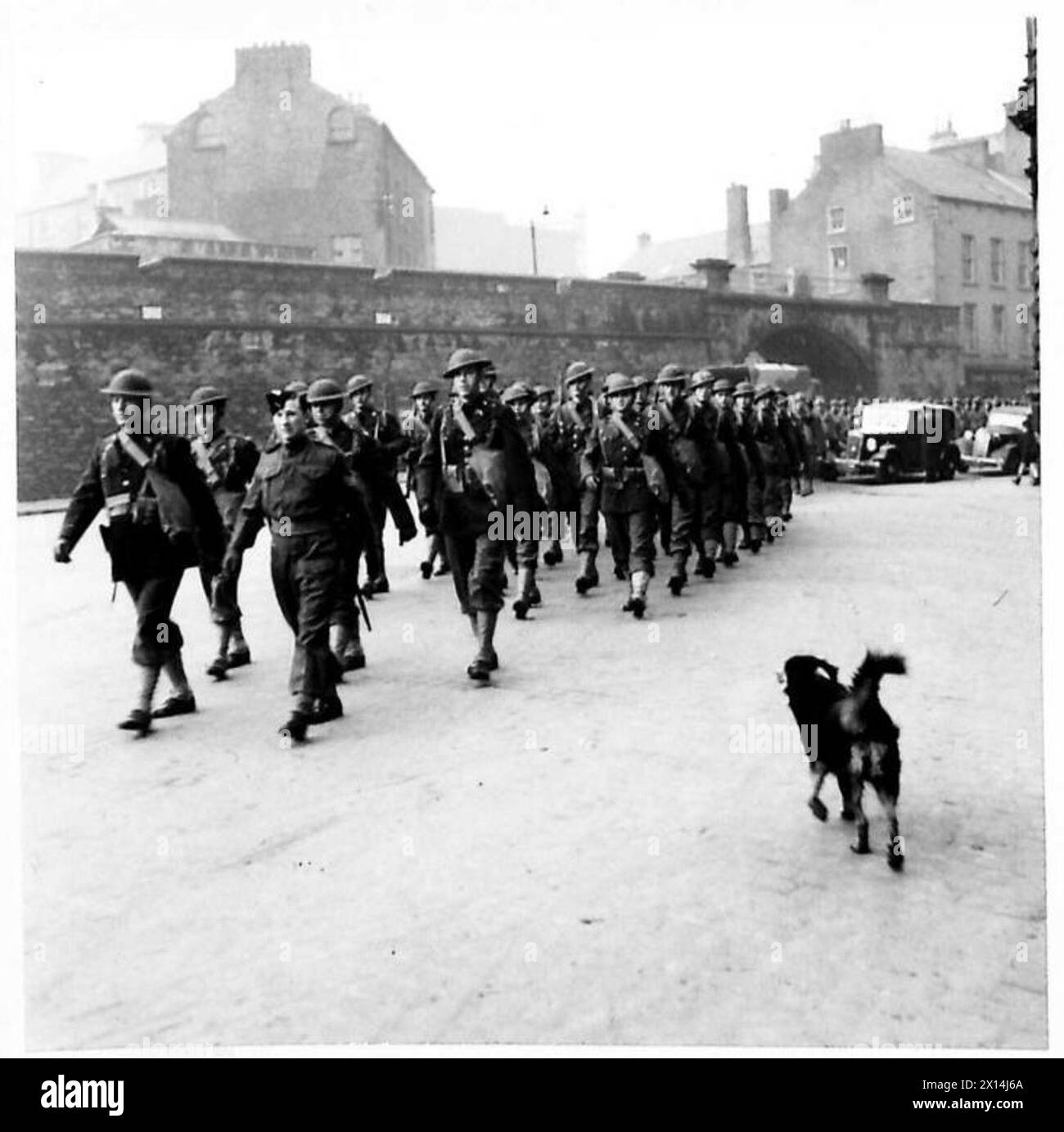 Les troupes américaines marchent en formation lors d'un défilé cérémoniel mené par l'armée des États-Unis. Banque D'Images