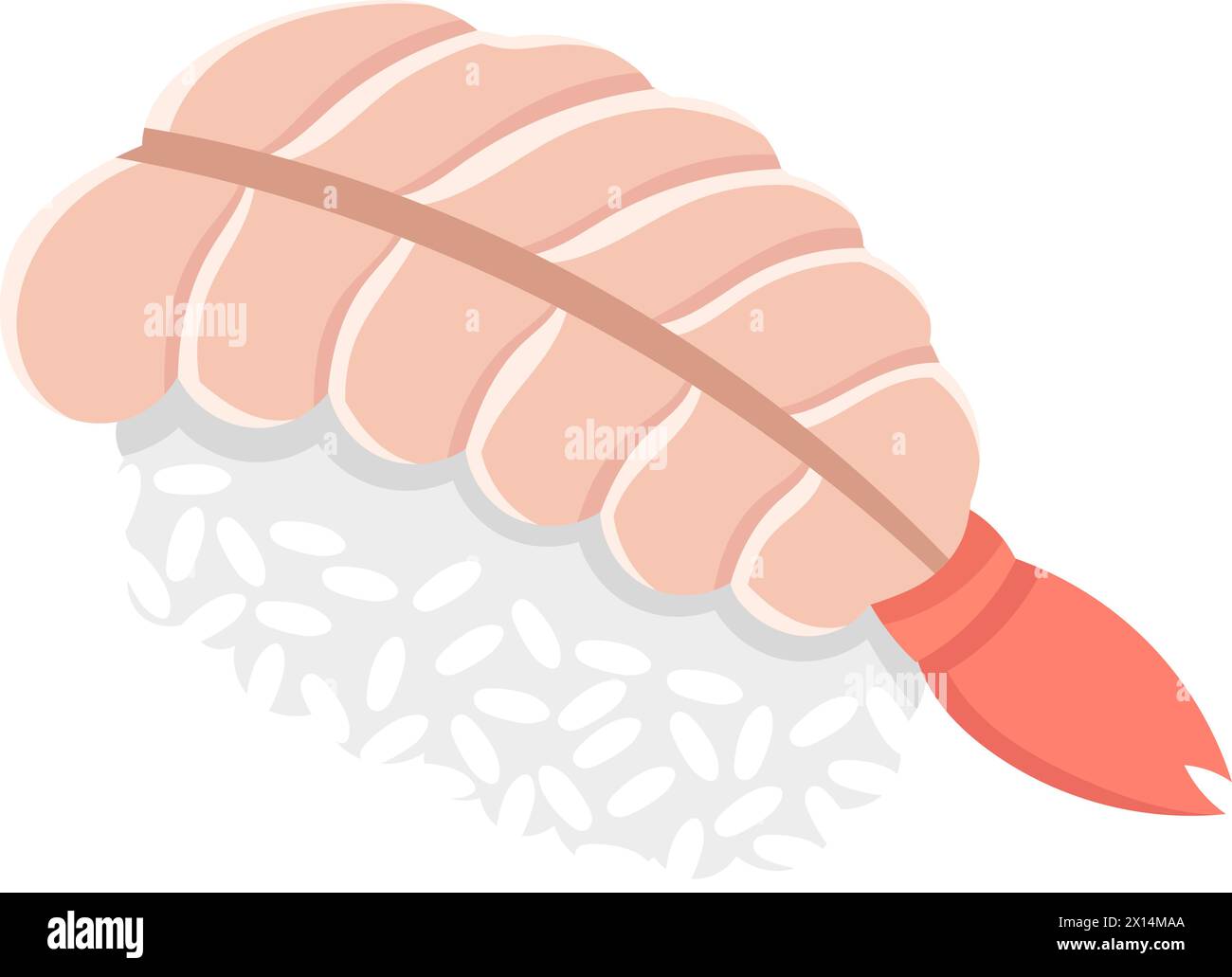 Illustration d'une icône de la nourriture japonaise, boulettes de riz à sushi avec de la viande de crevettes fraîche tranchée. dessin créatif Illustration de Vecteur