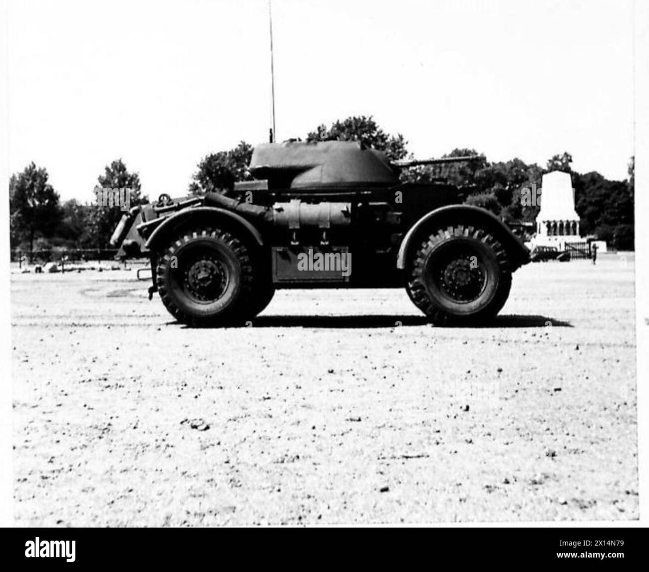 La voiture blindée Staghound M.6 a été utilisée par l'armée britannique pour des opérations de reconnaissance et de combat. Banque D'Images