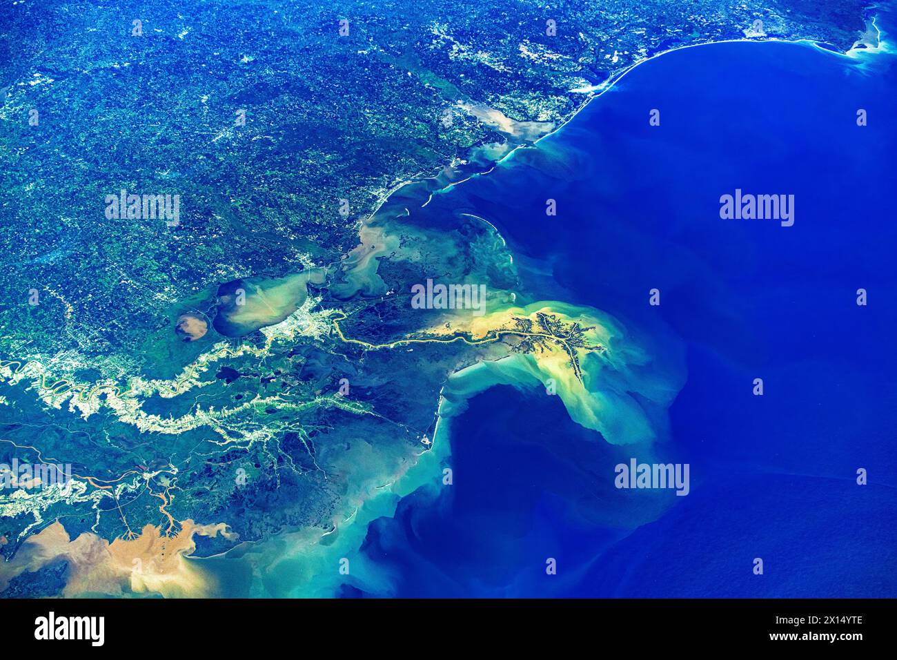 Le littoral de la Louisiane, États-Unis. Amélioration numérique d'une image par la NASA Banque D'Images