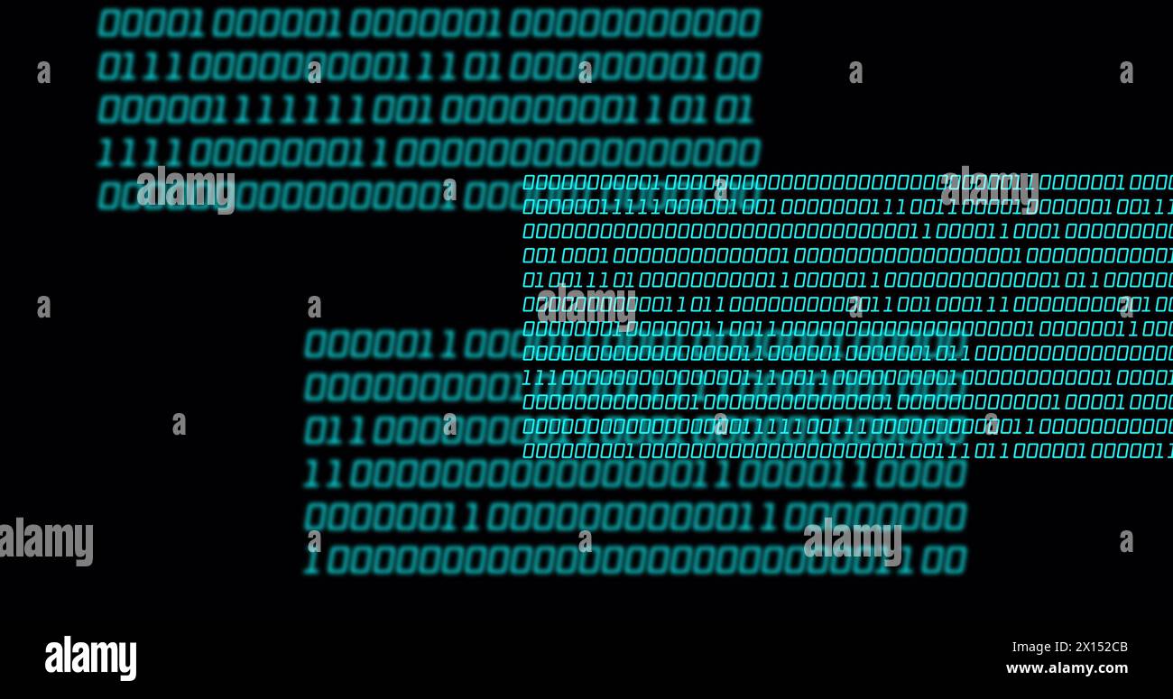 Image du traitement des données sur fond noir Banque D'Images