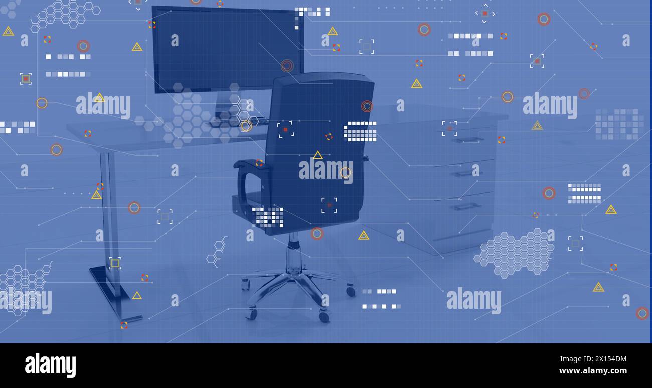 Image du traitement des données financières au bureau avec l'ordinateur sur le bureau Banque D'Images