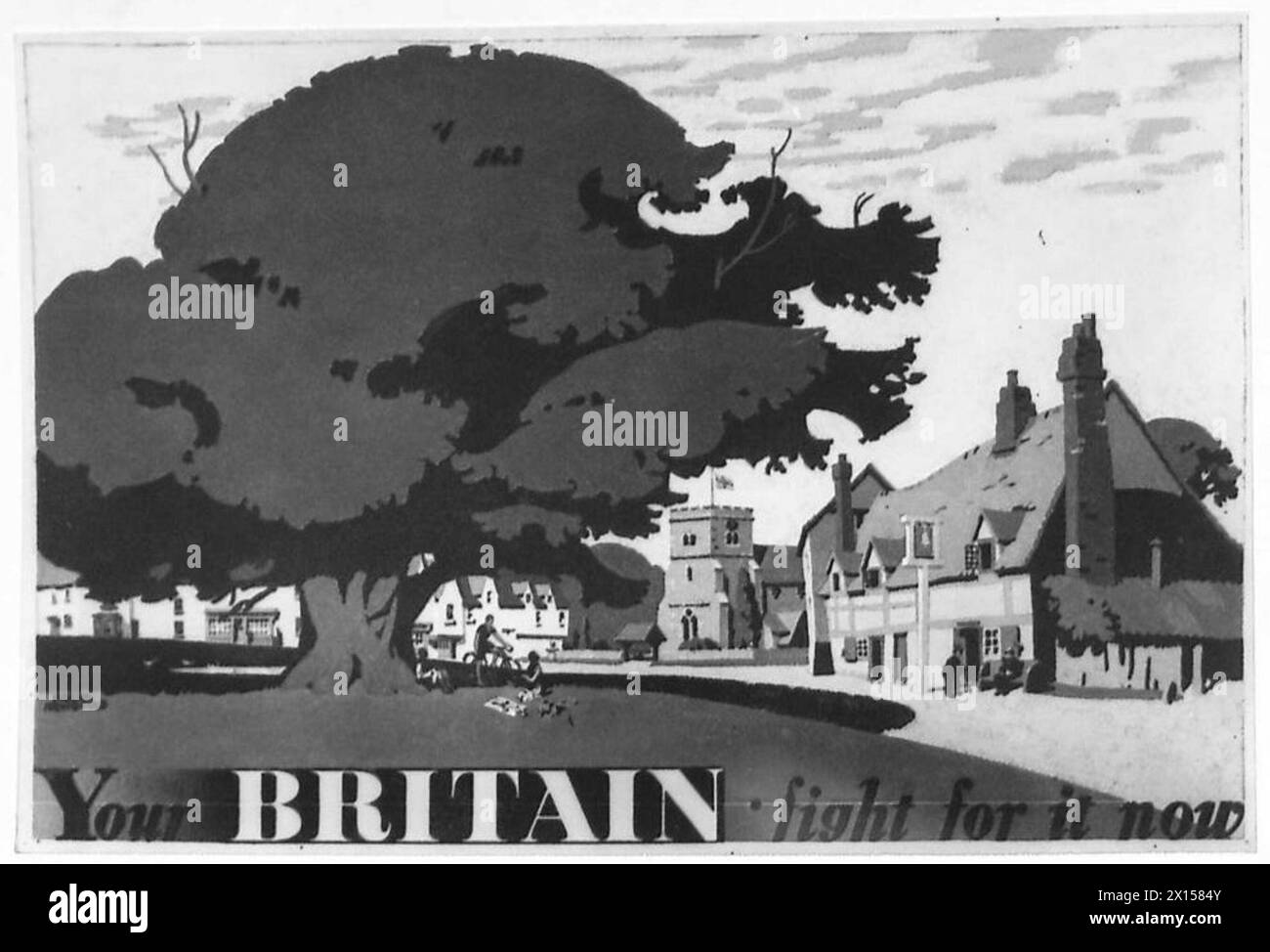 Affiche pour la campagne A.B.C.A. créée par Frank Newbould représentant le message « Your Britain Fight for It Now ». Banque D'Images