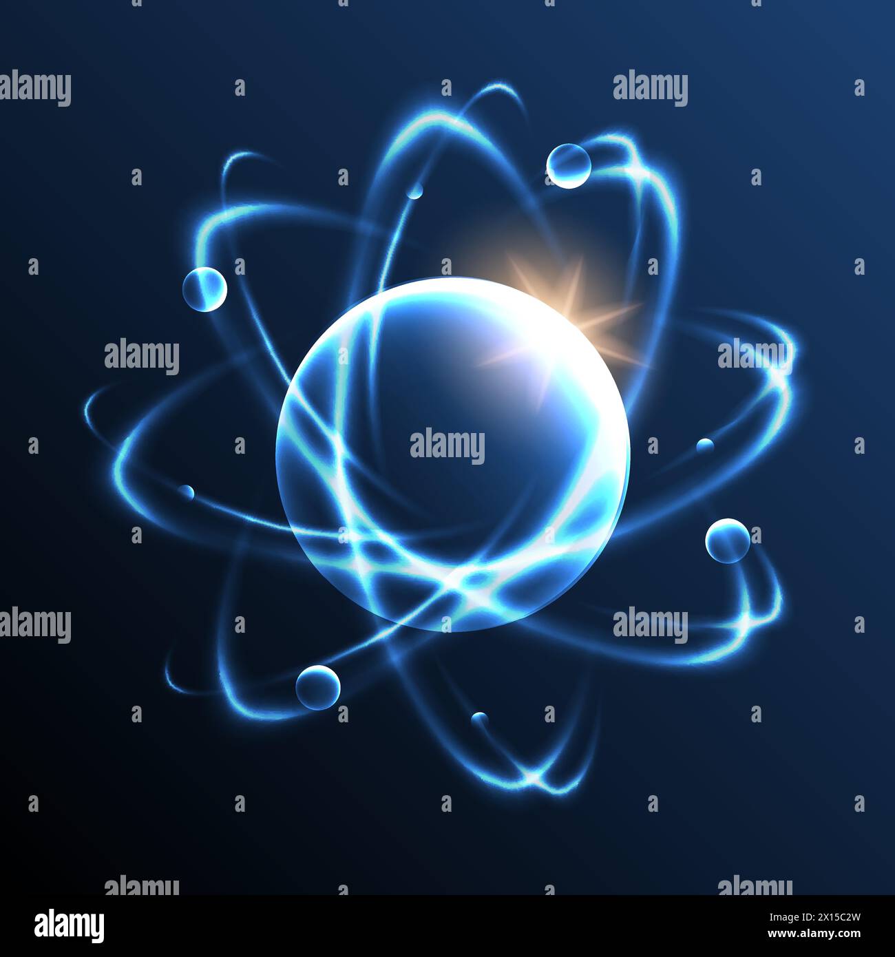 Modèle lumineux d'atome de chimie Illustration de Vecteur