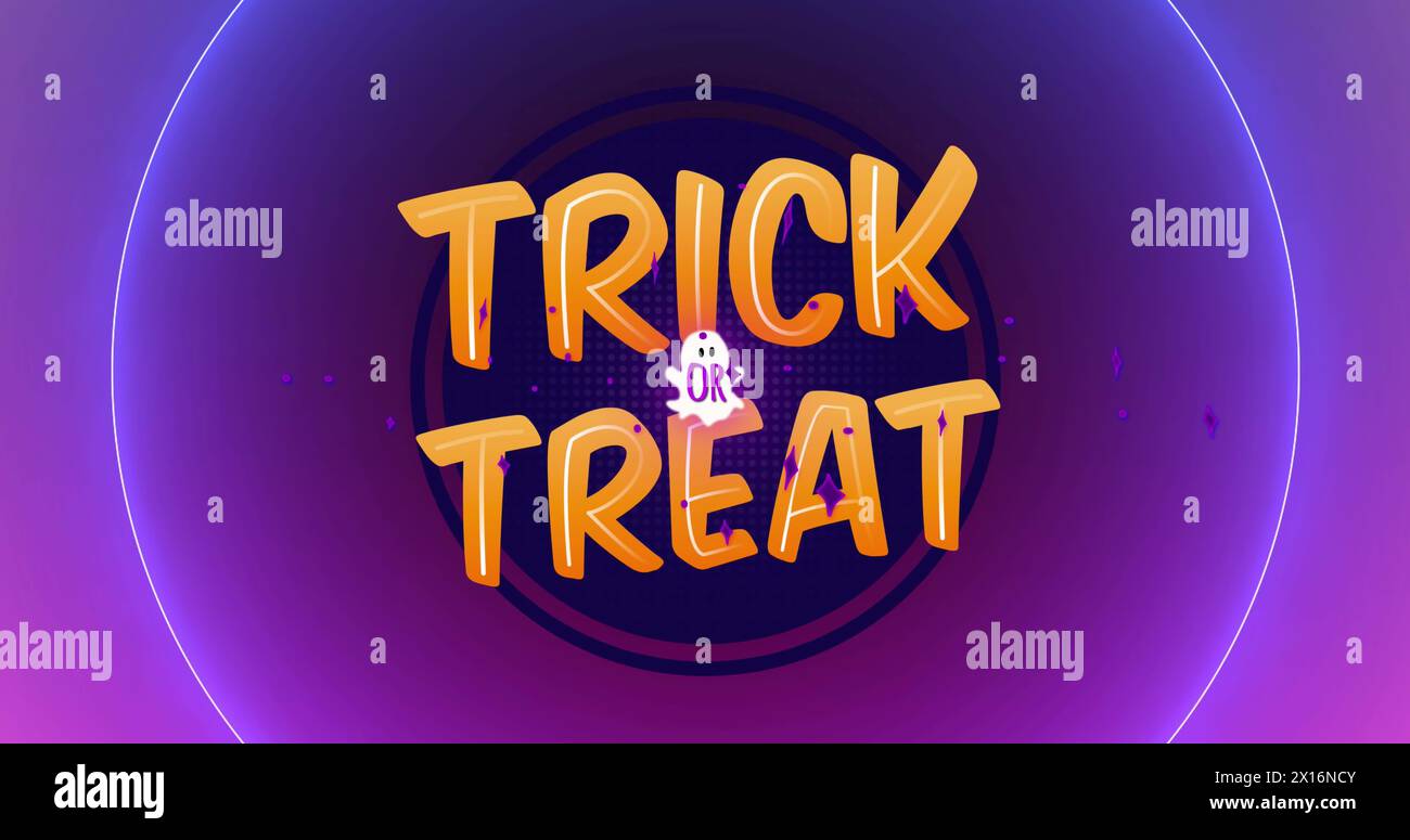 Image d'un texte astucieux ou traité sur des cercles. Halloween, tradition et concept d'interface numérique image générée numériquement. Banque D'Images
