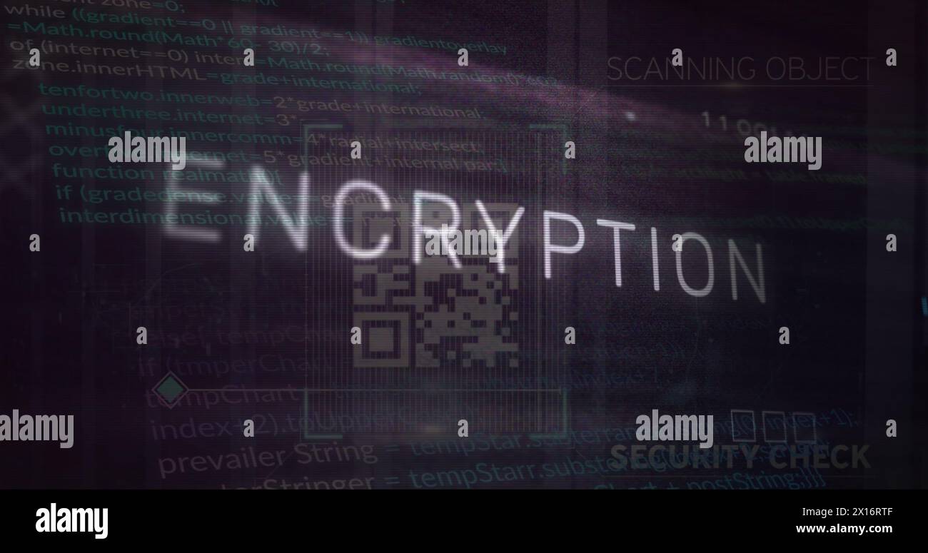 Image de texte de cryptage sur code qr, carte mère et traitement des données Banque D'Images
