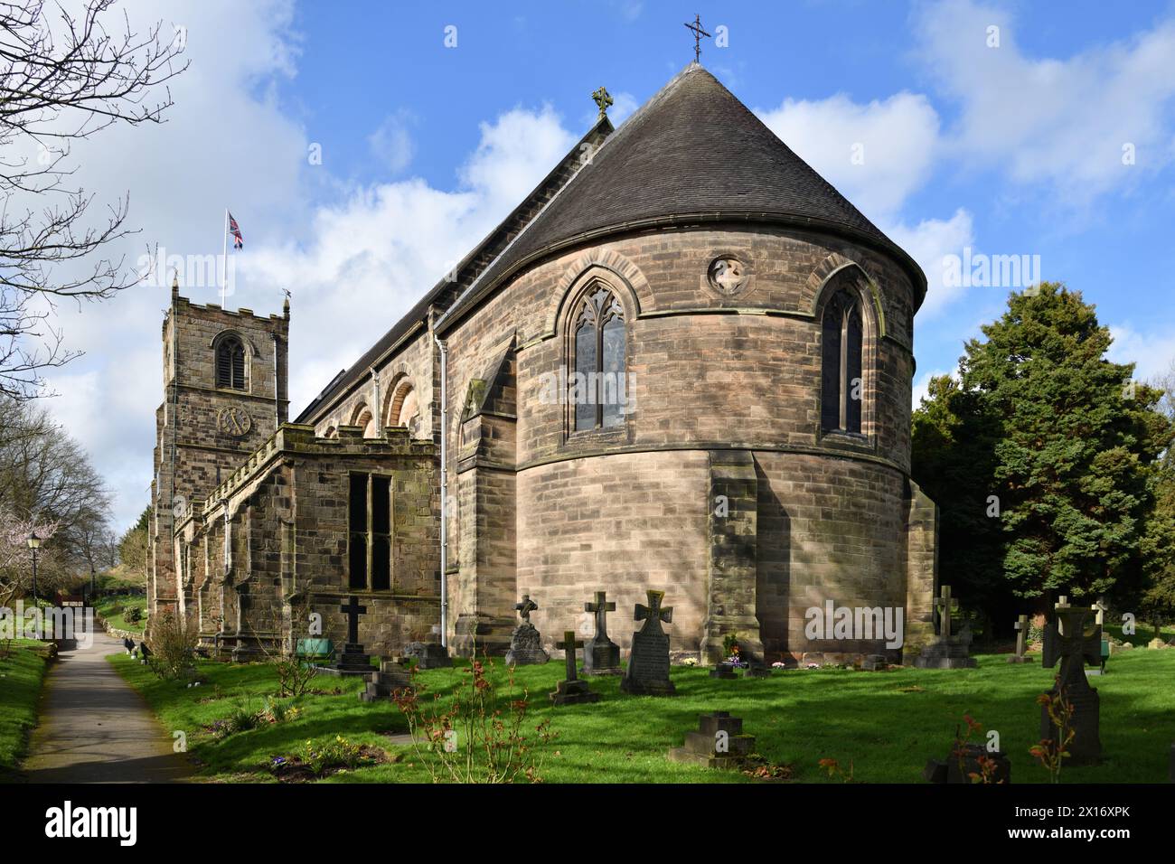 L'église prieurée de compris Mary à Tutbury, East Staffordshire, Angleterre Banque D'Images