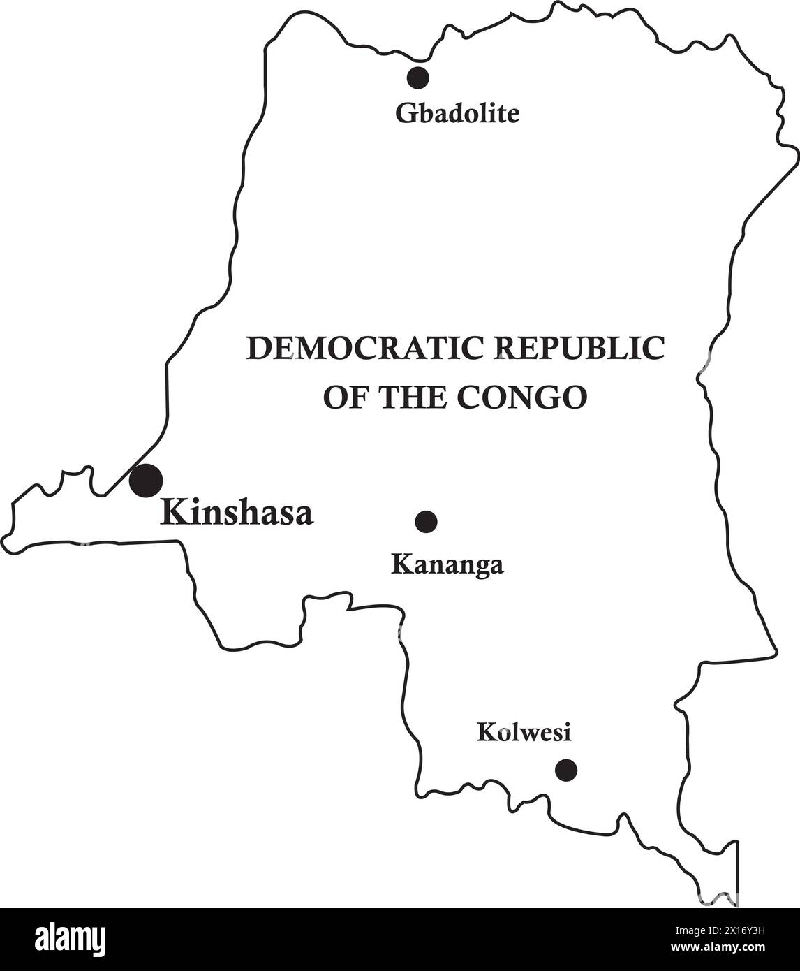 Carte du pays de la République démocratique du Congo, illustration vectorielle arrière-plan de conception Illustration de Vecteur