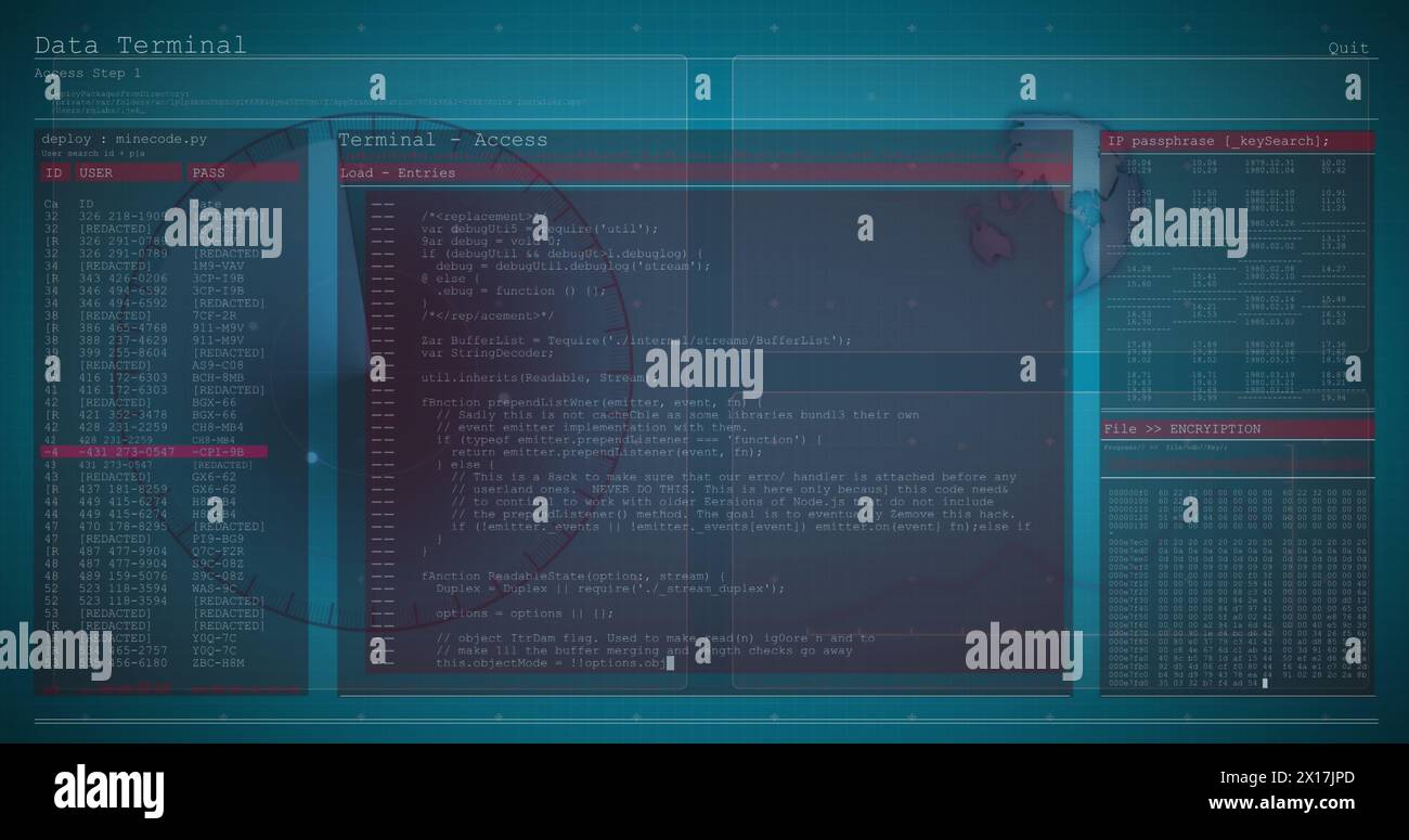 Image du traitement des données et du balayage de l'oscilloscope sur des écrans Banque D'Images