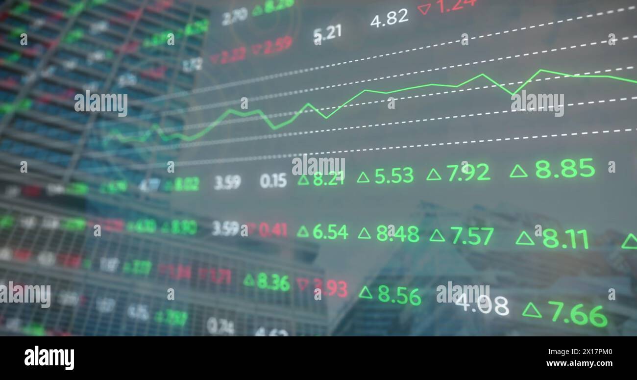 Image du traitement des données financières sur CityScape Banque D'Images