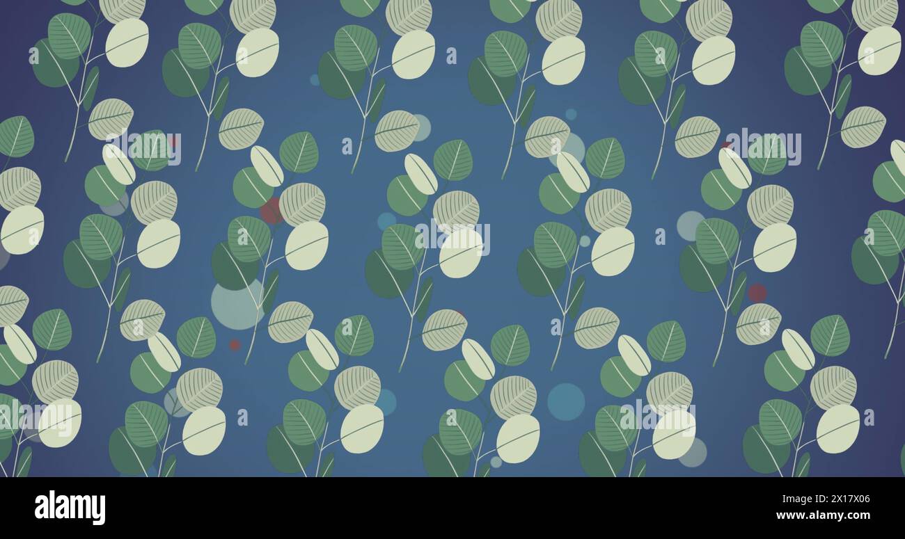 Image de feuilles sur fond bleu Banque D'Images