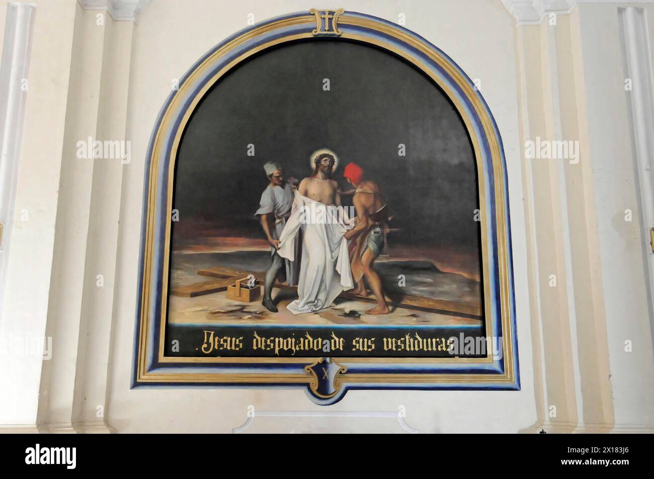 Catedral de la Asuncion, 1860, Léon, Nicaragua, Amérique centrale, peinture représentant Jésus dépouillé de ses vêtements, Amérique centrale Banque D'Images