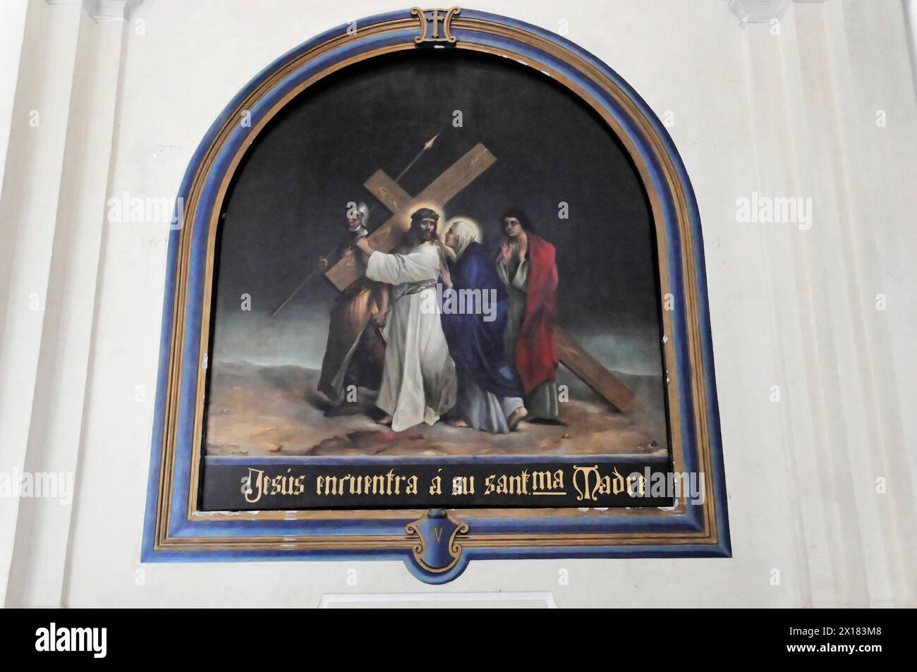 Catedral de la Asuncion, 1860, Léon, Nicaragua, Amérique centrale, peinture avec scène religieuse de Jésus et des saints dans un bâtiment historique, Central Banque D'Images