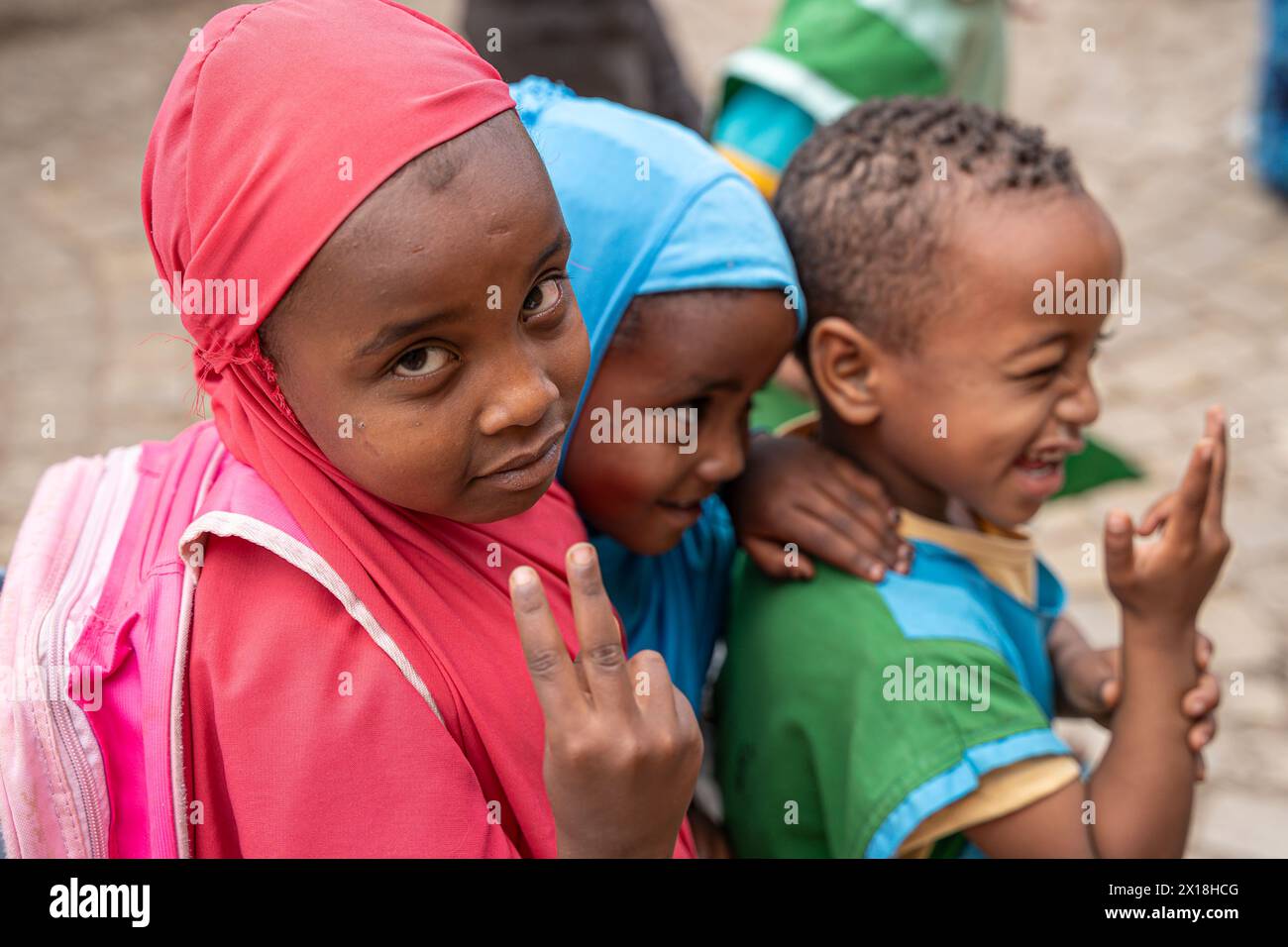 Écoliers éthiopiens à Harar, Ethiopie Banque D'Images