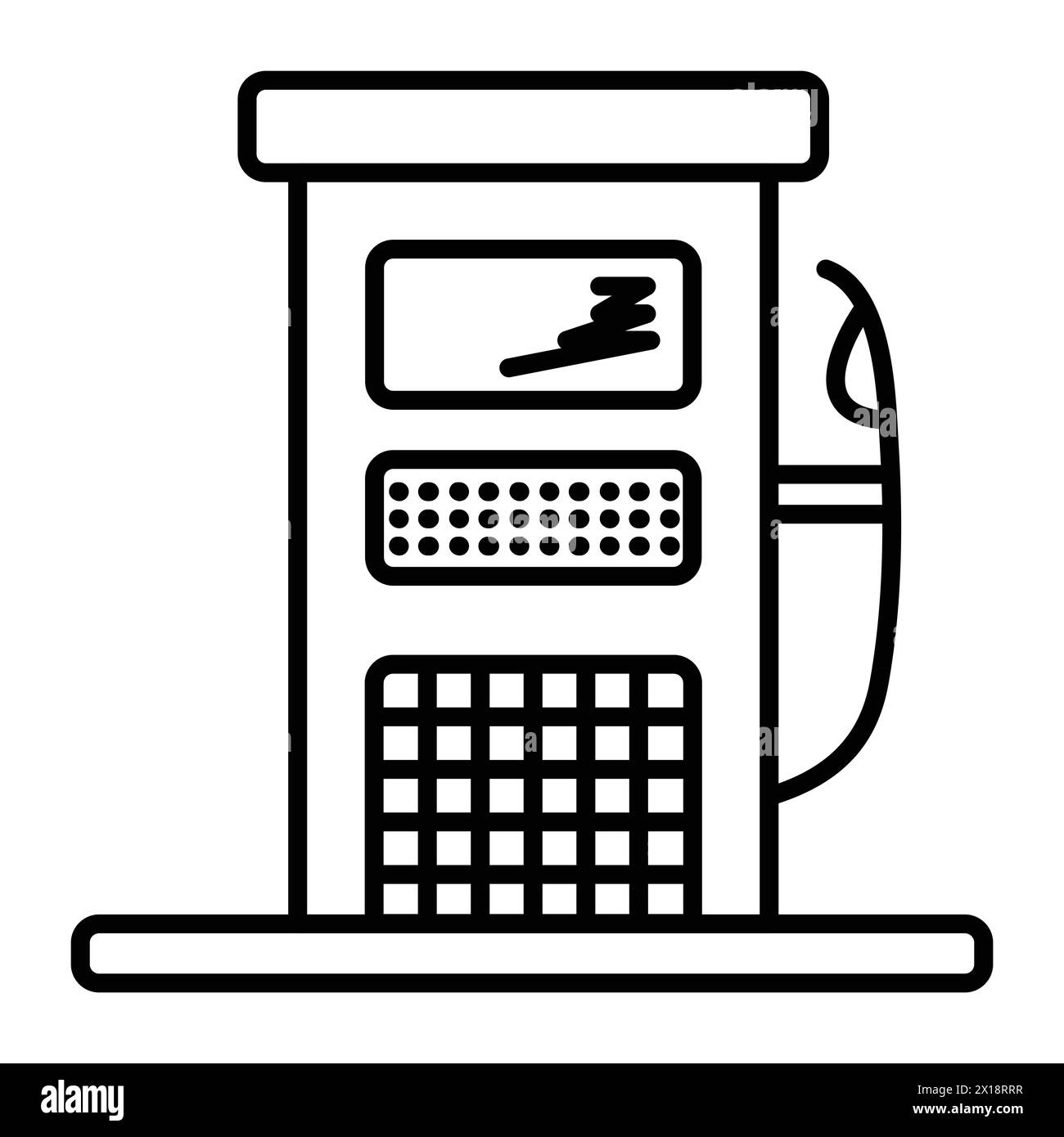 Station de charge de voiture, icône de vecteur de ligne noire, pictogramme de contour monochrome Illustration de Vecteur
