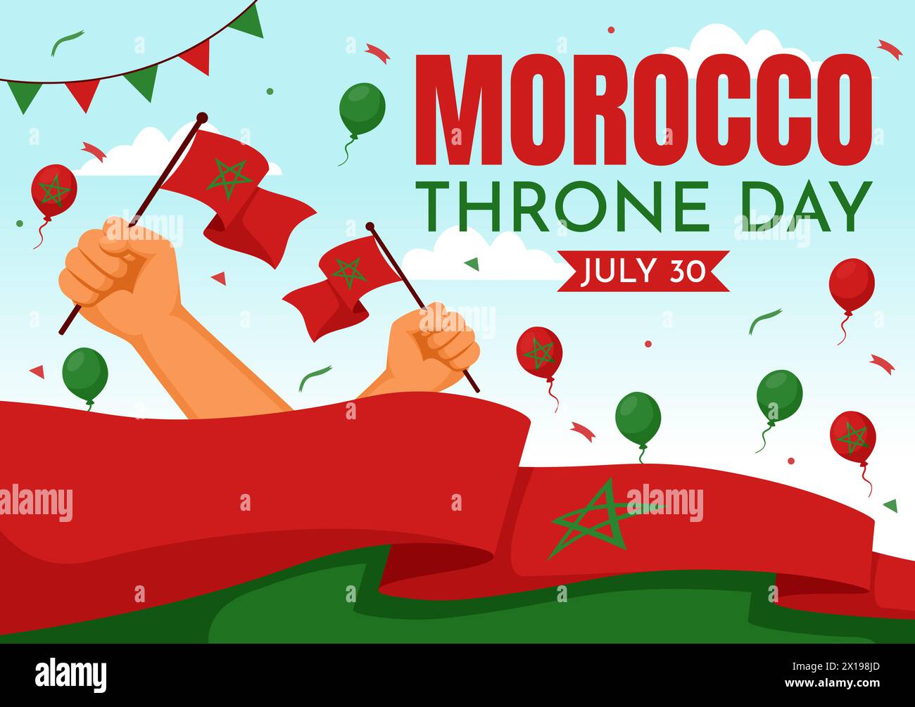 Happy Maroc Trône Day illustration vectorielle le 30 juillet avec drapeau agitant et ruban dans la conception de fond de fête nationale de célébration Illustration de Vecteur