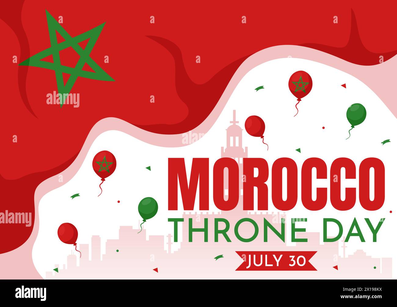 Happy Maroc Trône Day illustration vectorielle le 30 juillet avec drapeau agitant et ruban dans la conception de fond de fête nationale de célébration Illustration de Vecteur