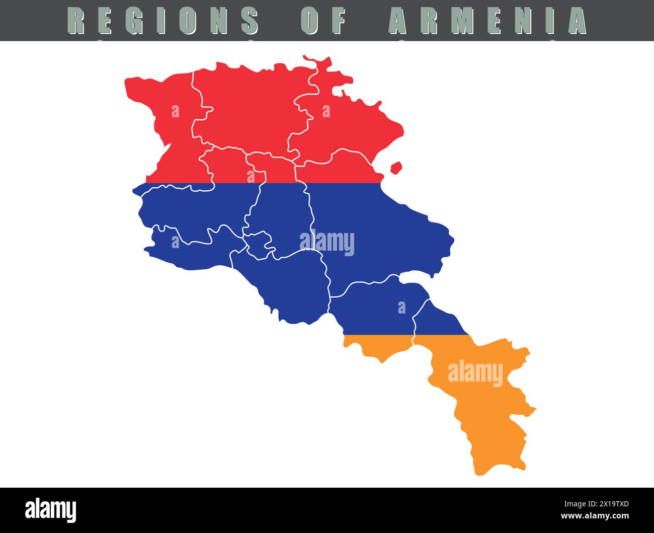 Carte du pays d'Arménie. Carte vectorielle détaillée de l'Arménie par région. Carte d'Arménie avec drapeau. Illustration de Vecteur