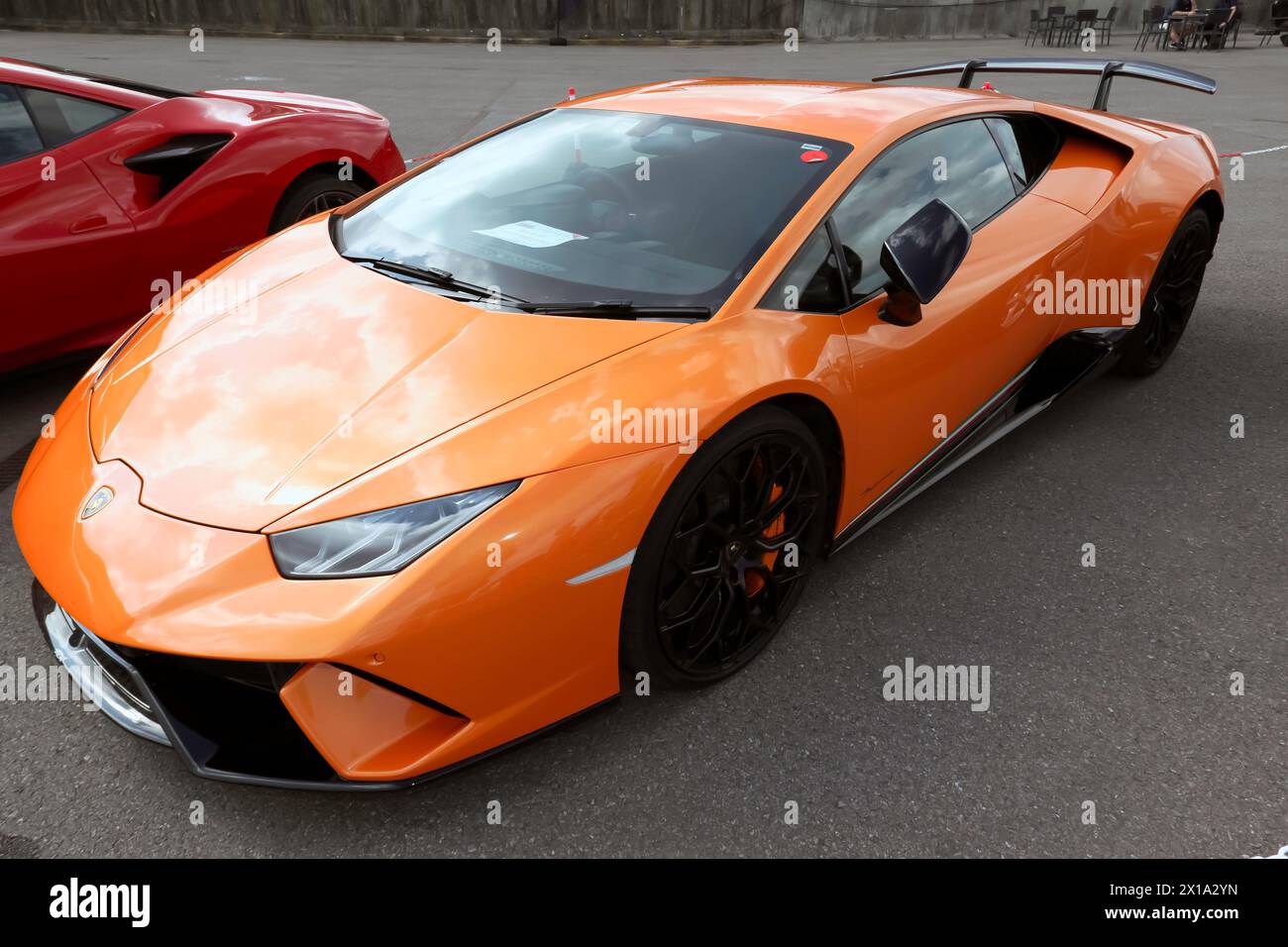 Lamborghini Huracán LP 640-4 performante, exposée dans le paddock des supercars, au British Motor Show 2023 Banque D'Images