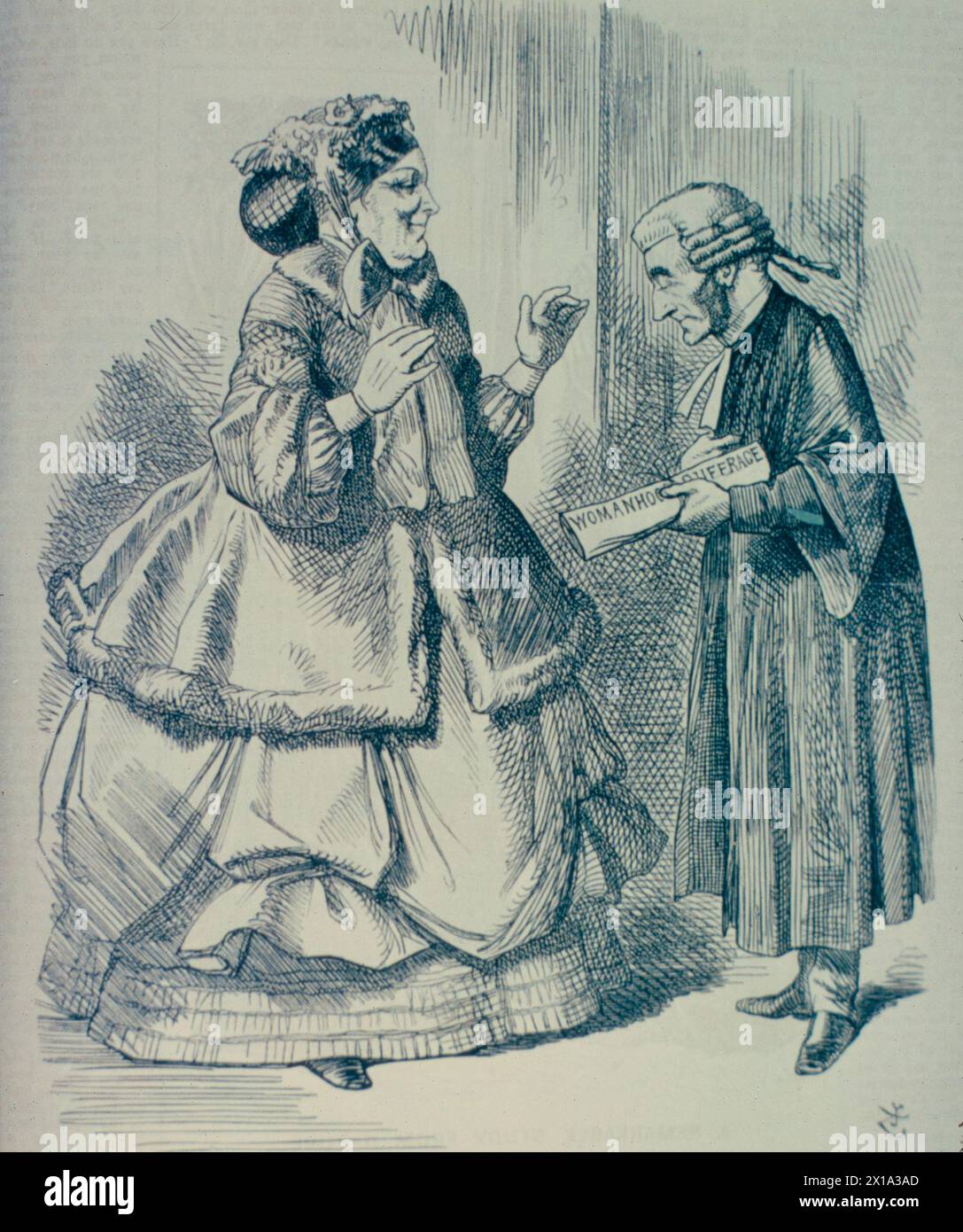 The Ladies' Advocate, caricature ridiculisant la défense des droits des femmes de John Stuart Mill, Angleterre 1867 Banque D'Images