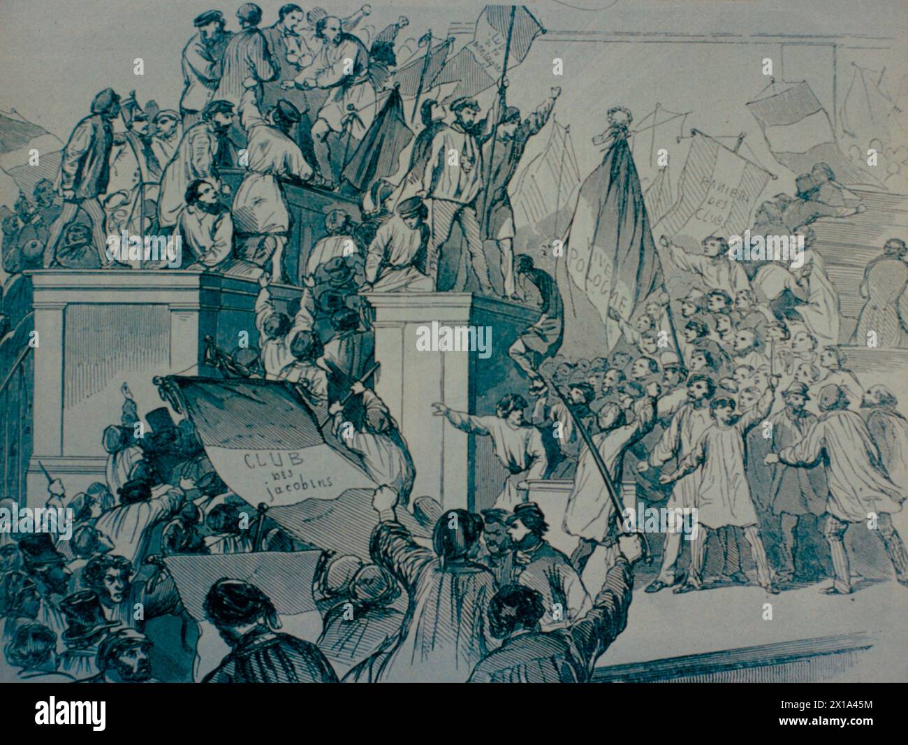 Le peuple parisien marche à l'Assemblée nationale le 15 mai 1848, France, illustration Banque D'Images
