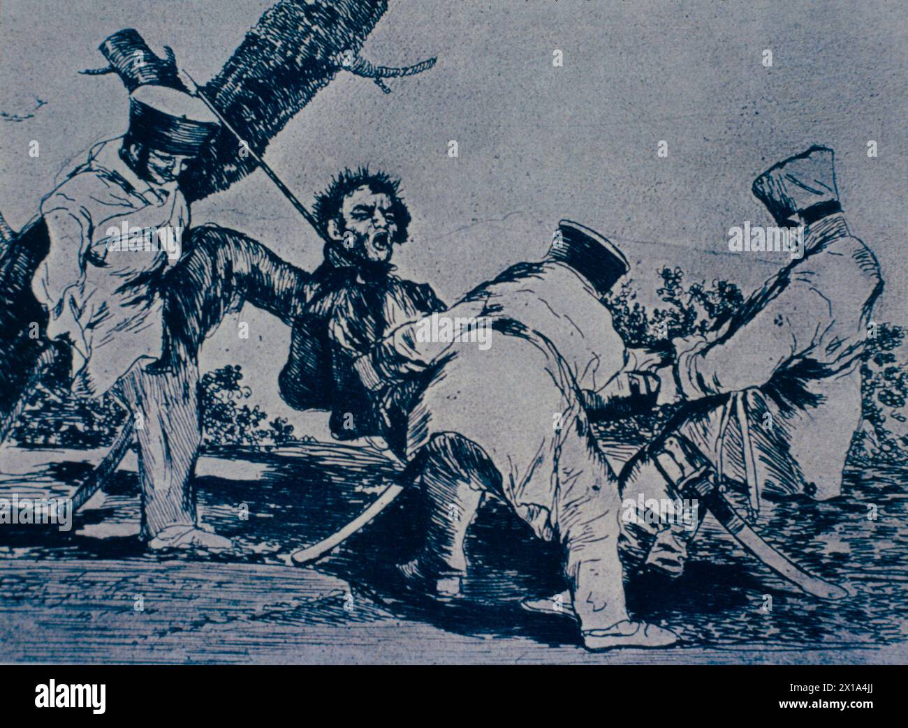 Pourquoi ?, invasion française en Espagne, gravure de l'artiste espagnol Francisco Goya, XIXe siècle Banque D'Images