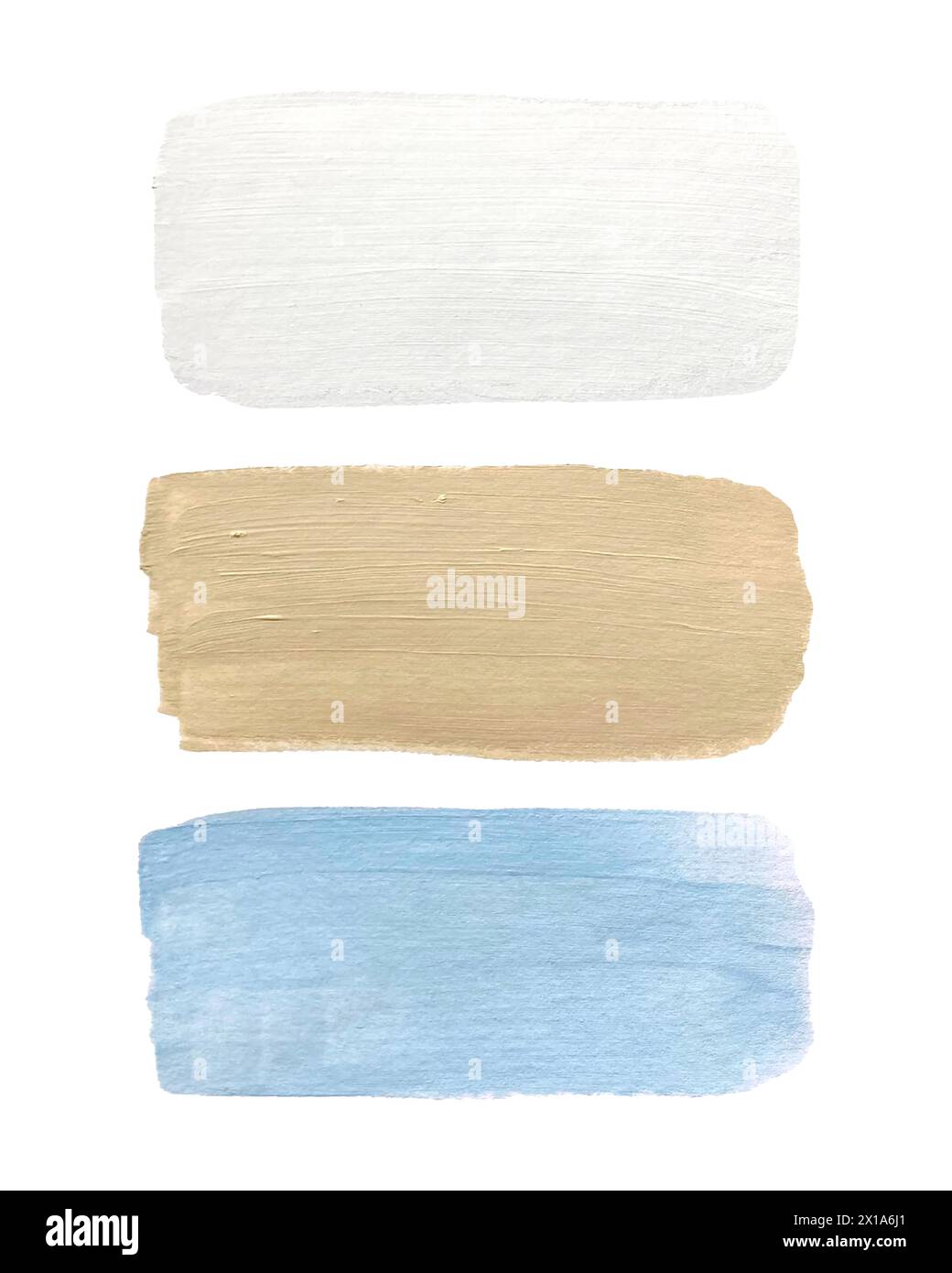 Définir les couleurs de la palette harmonie à la mode, les pinceaux trait dessin peinture acrylique blanc beige et bleu couleurs, isolé sur fond blanc. Illustration vectorielle Illustration de Vecteur