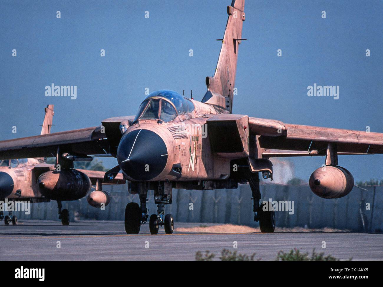 Avion interdicteur Panavia Tornado Gr1 à Bahreïn lors de l'opération tempête du désert en 1991. Banque D'Images