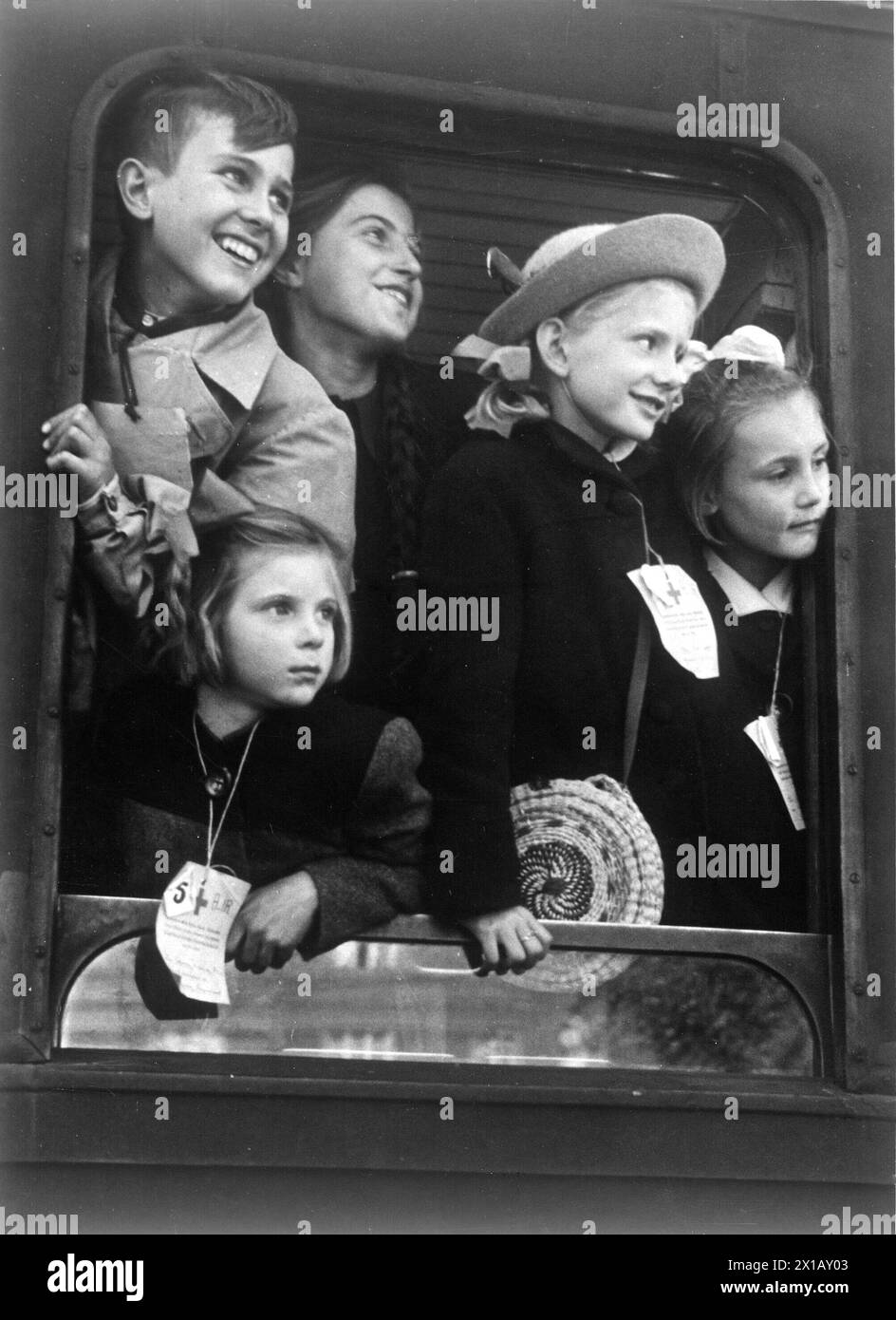 Train d'enfants de la croix rouge suisse, une dernière vue depuis la fenêtre de la voiture, 08.10.1947 - 19471008 PD0005 - Rechteinfo : droits gérés (RM) Banque D'Images