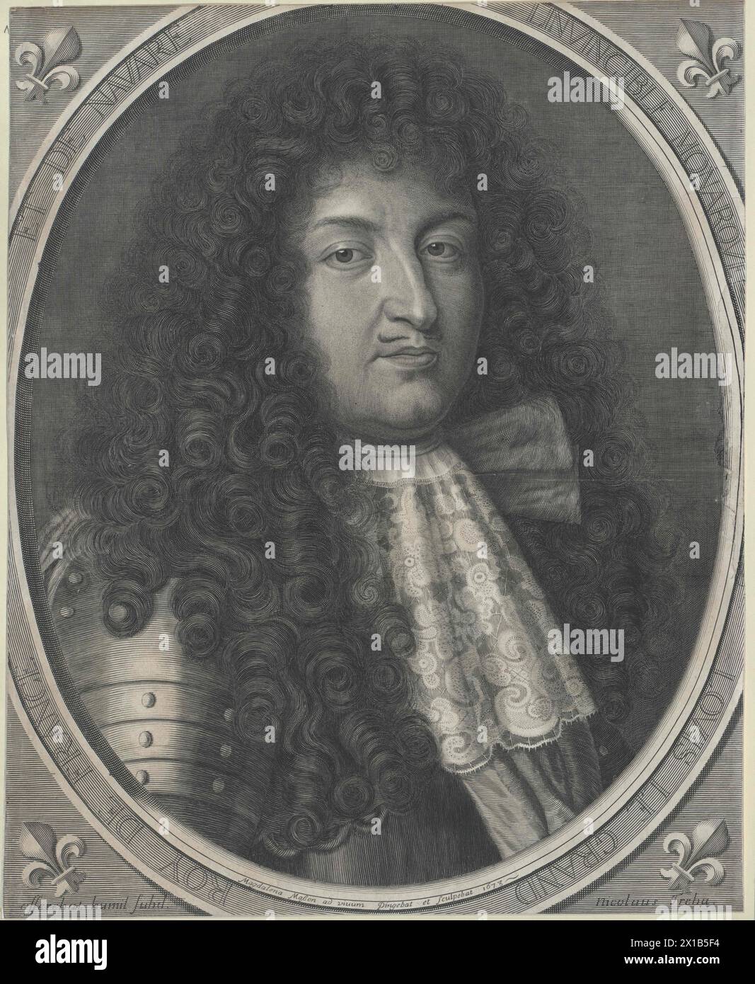 Louis XIV, Roi de France, gravure d'après son propre tableau ad vivum de Madeleine Masson, - 19830422 PD115626 - Rechteinfo : droits gérés (RM) Banque D'Images