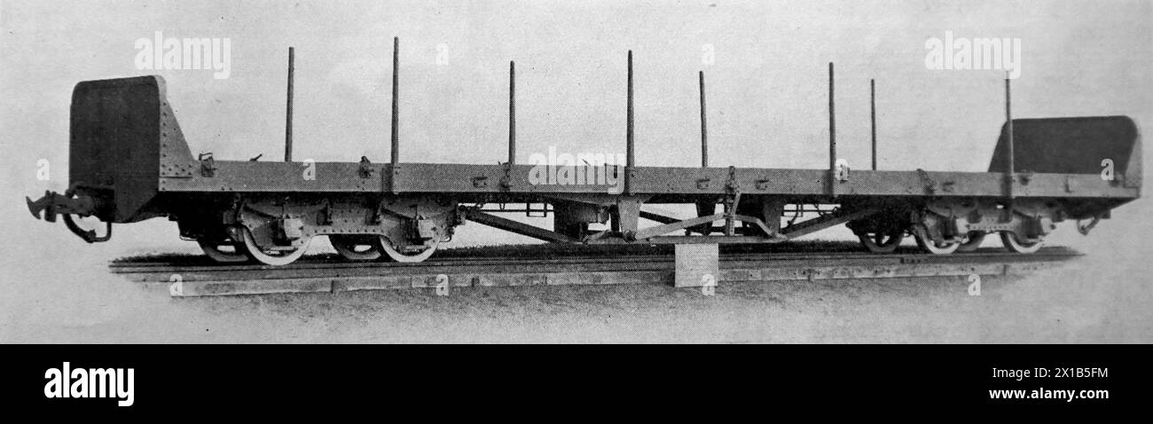 Un camion de rail et de bois, jauge de compteur, construit pour Indian State Railways. D’après une publication originale datée du 15 mai 1924, cela contribue à donner un aperçu des transports publics, et des chemins de fer en particulier, des années 1920 Banque D'Images