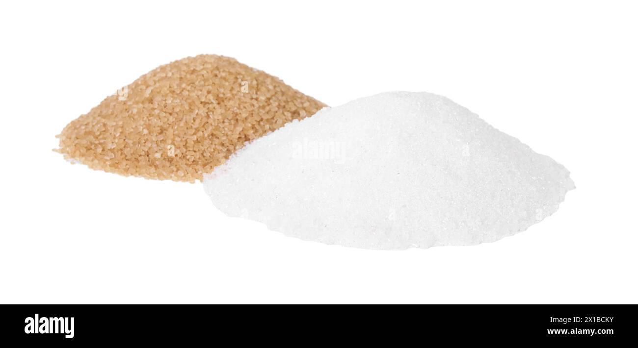 Différents types de sucre isolés sur blanc Banque D'Images