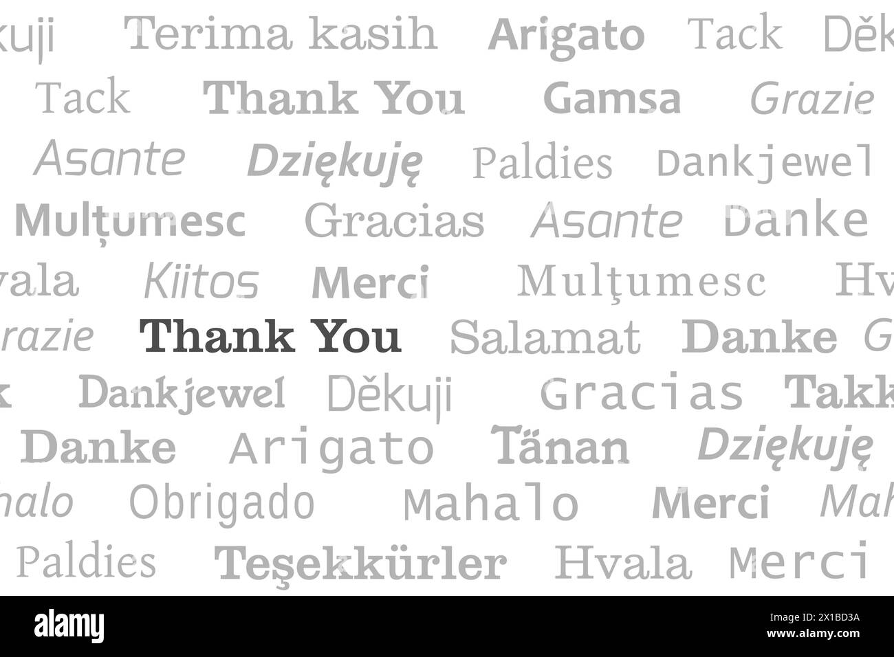 Merci langues modèle sans couture. Phrase de remerciement design international. Illustration de Vecteur