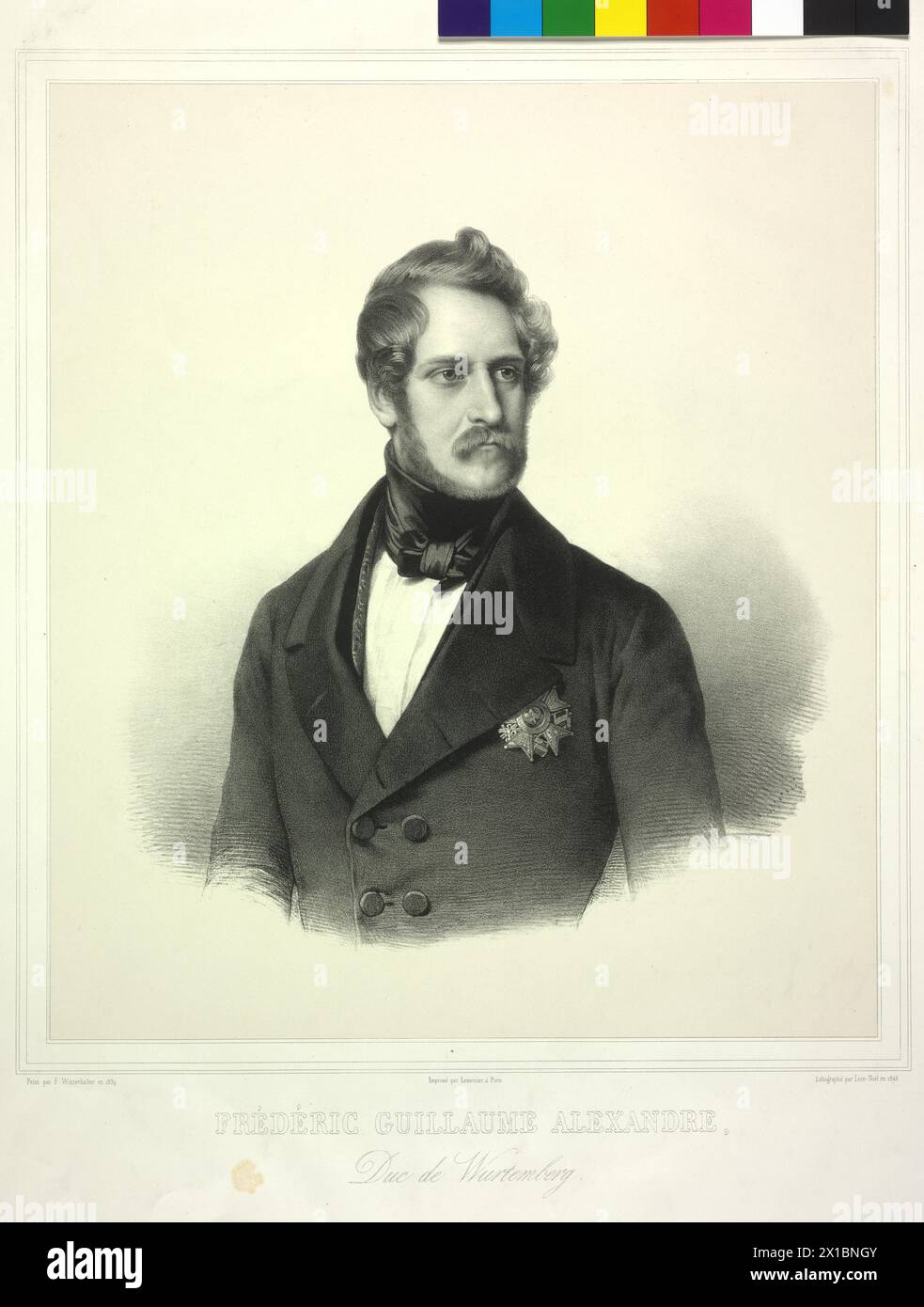 Alexandre, Duc de Wuertemberg, image (demi-longueur, profil aux trois quarts à partir de la droite), lithographie d'Alphonse Leon Noel 1843 basée sur une peinture de Franz Xavier Winterhalter 1839. Imprimeur ou éditeur Lemercier, Paris, - 18430101 PD0716 - Rechteinfo : droits gérés (RM) Banque D'Images